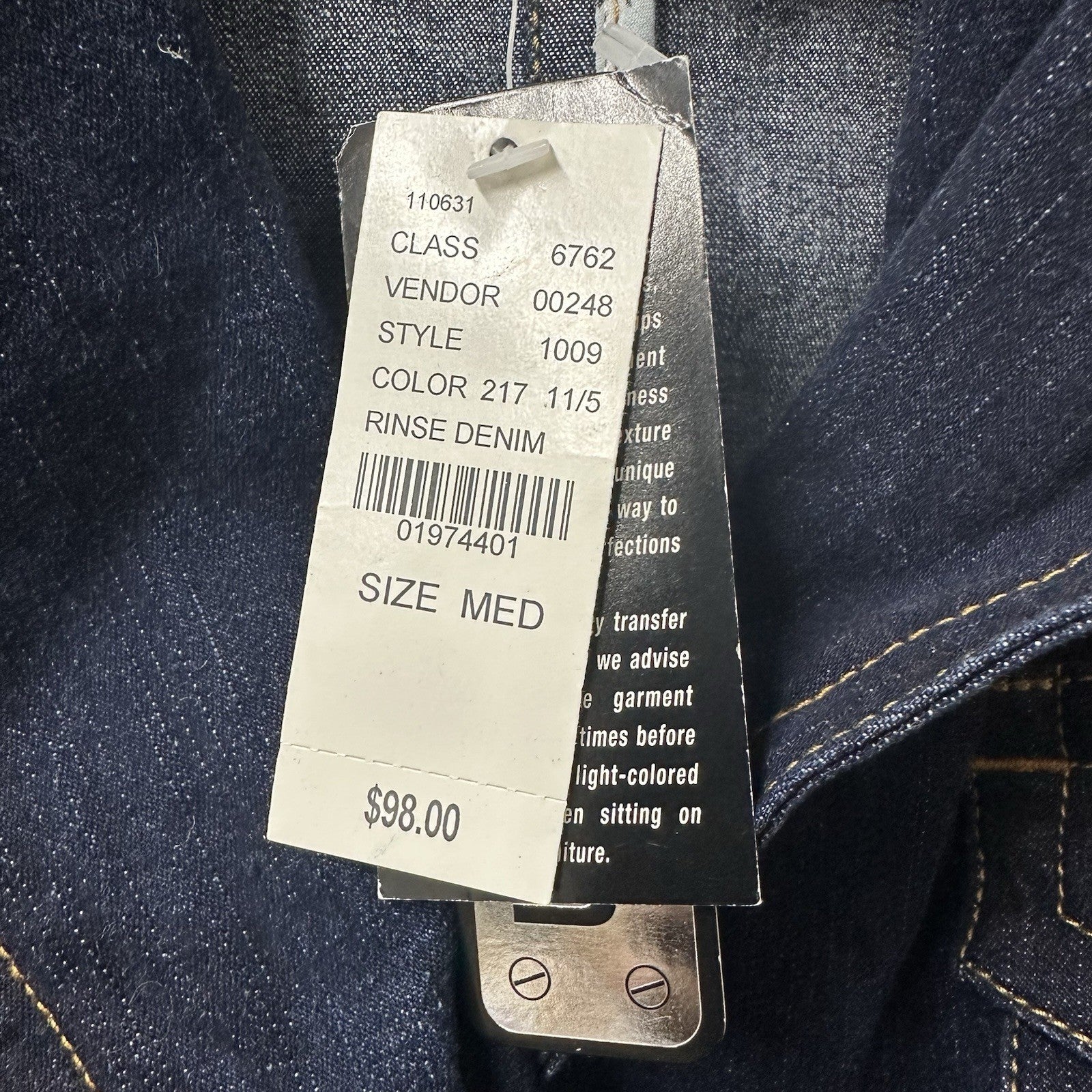 NWT Vintage Baby Phat Stretch Blue Jean Jacket Y2K Size Medium 0092