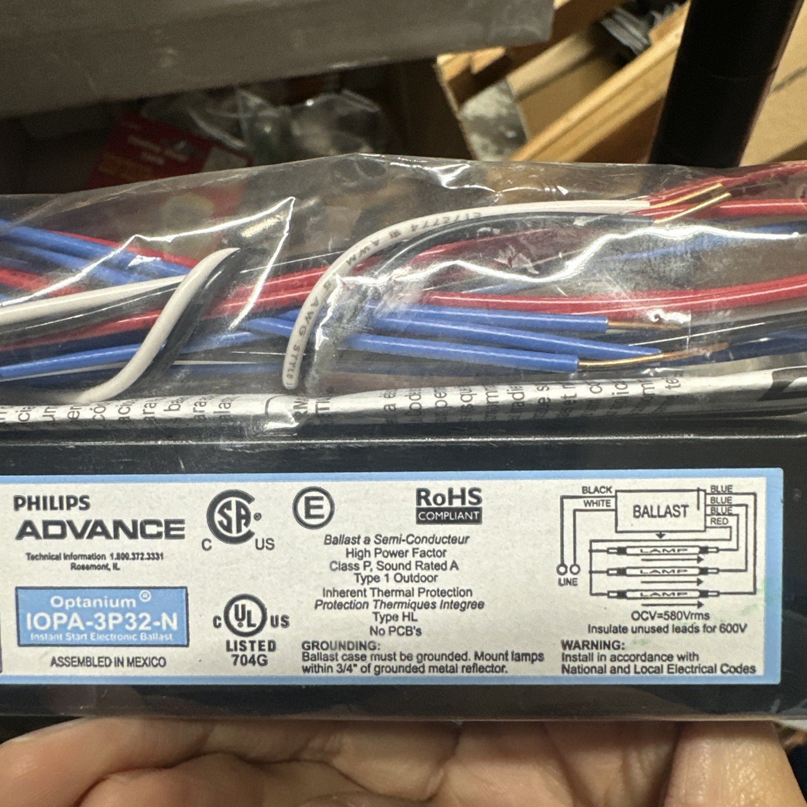 IntelliVolt F32T8 2 or 3 Lamp T8 4 ft. Fluorescent Ballast IOPA3P32N 120v-277v