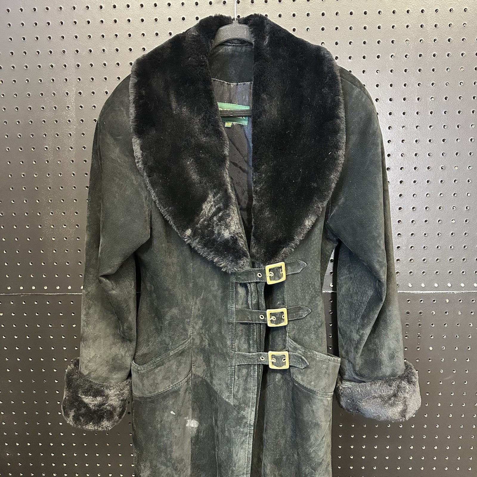 Danier Black Genuine Leather Women Long Coat Jacket XS Fits Small