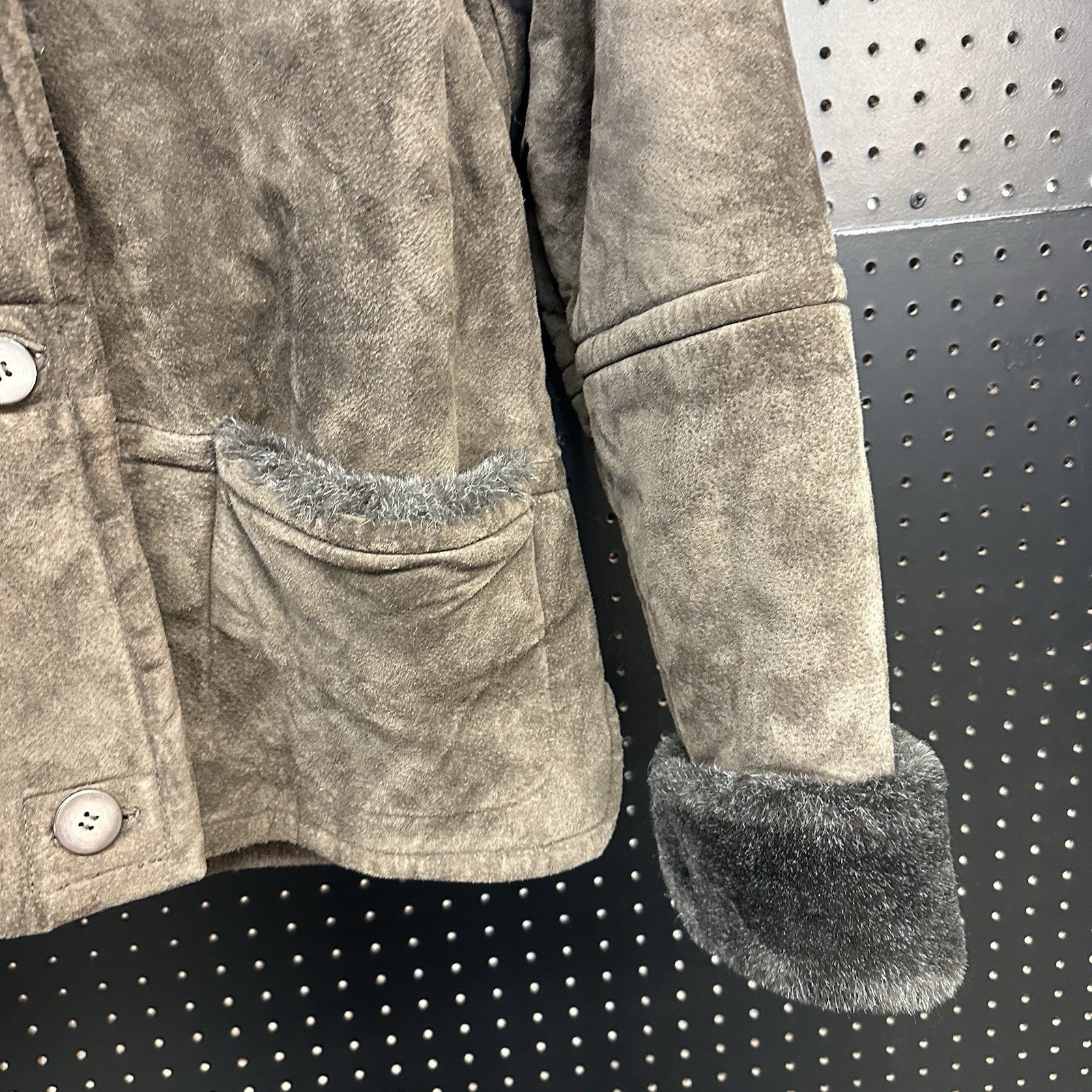 Women’s Colebrook & Co. Small Brown Leather Coat Faux Fur Lining