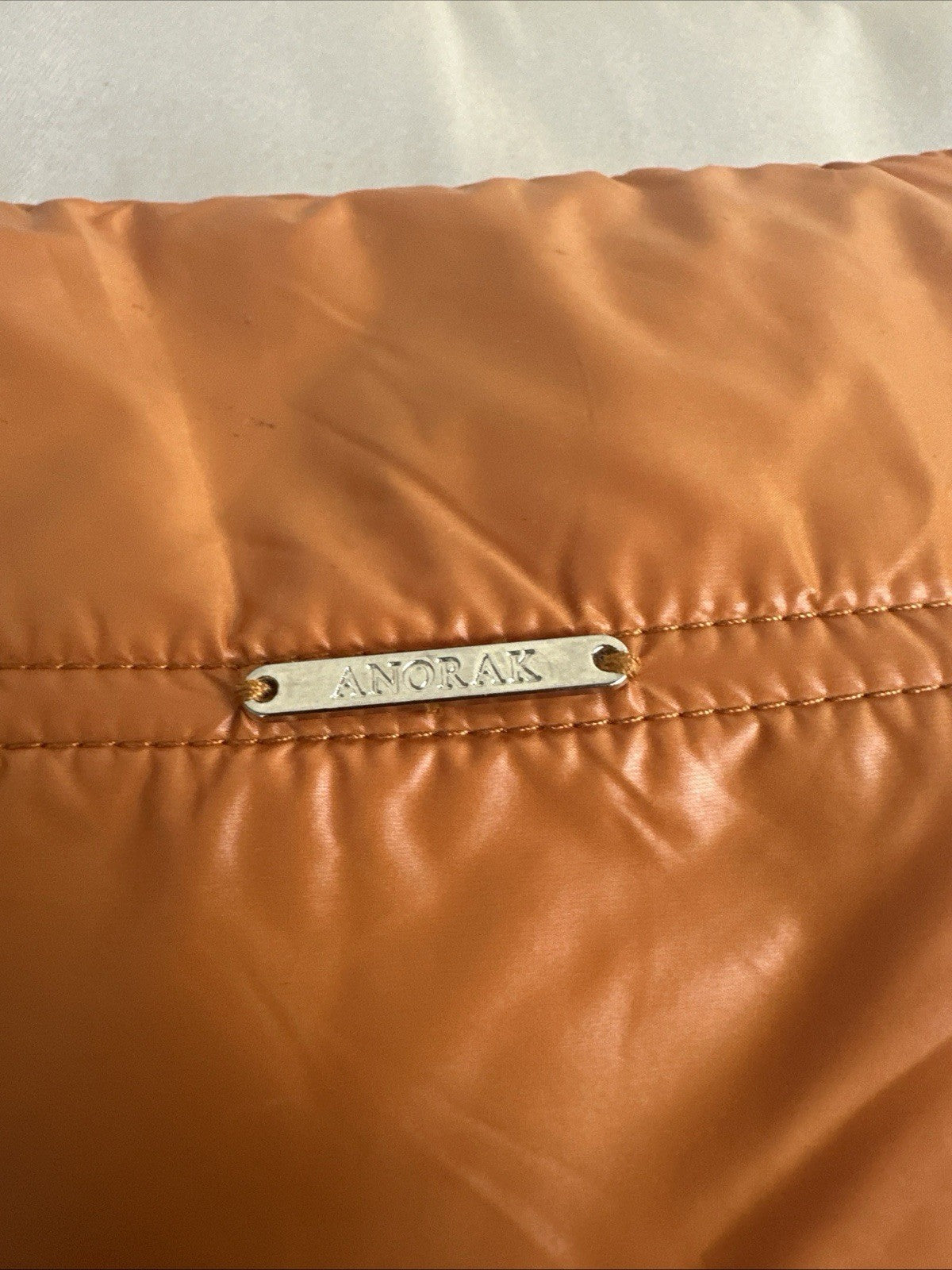 ANORAK Orange Puffy Travel Toiletry Bag Puffer Pouch Zipper Lightweight DownFill