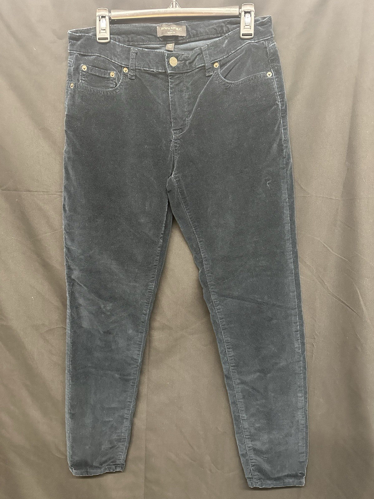 Banana Republic Women's Size 29 Velvet Pants Skinny Ankle Zipper Navy (0003)
