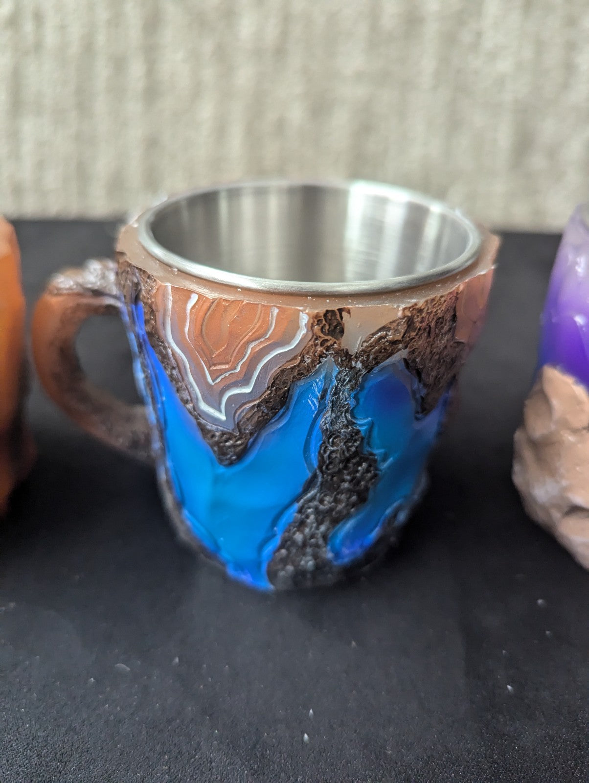Rare & Unique Resin Mineral Crystal Style Decorative Mugs 3 different Pieces 1D