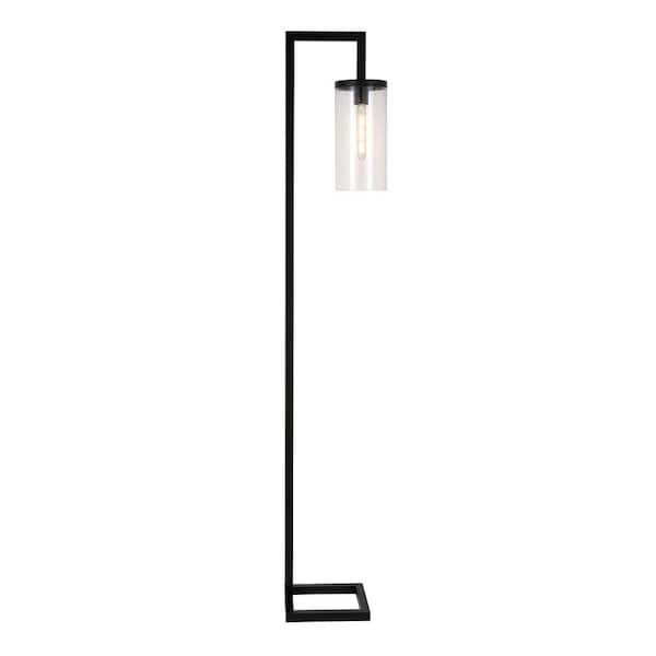 Meyer&Cross Malva 68 in. Blackened Bronze Floor Lamp with Seeded Glass Shade