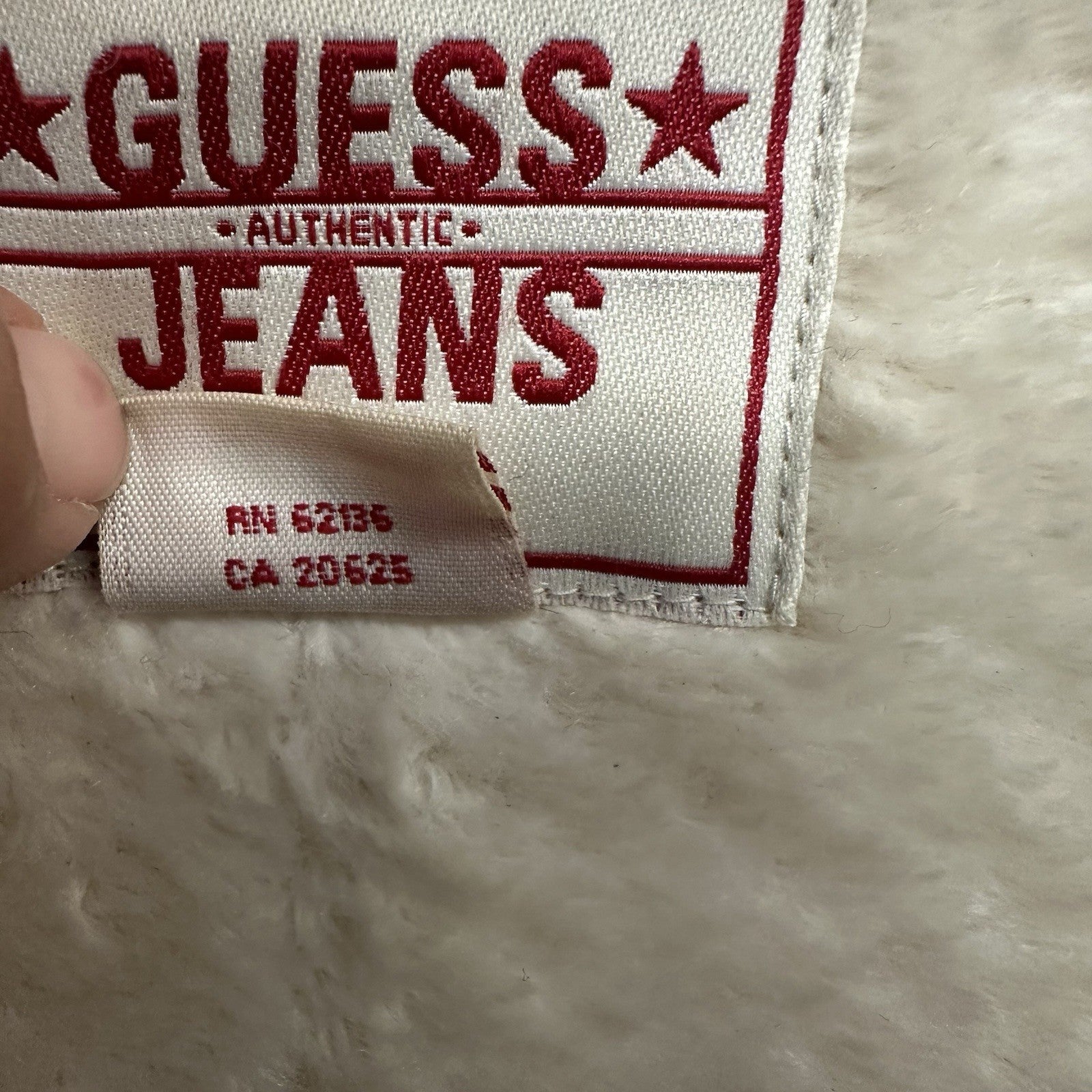 Women’s Vintage Guess Jeans Faux Suede Faux Fur Trim Coat Y2K Ivory/ Cream Glam