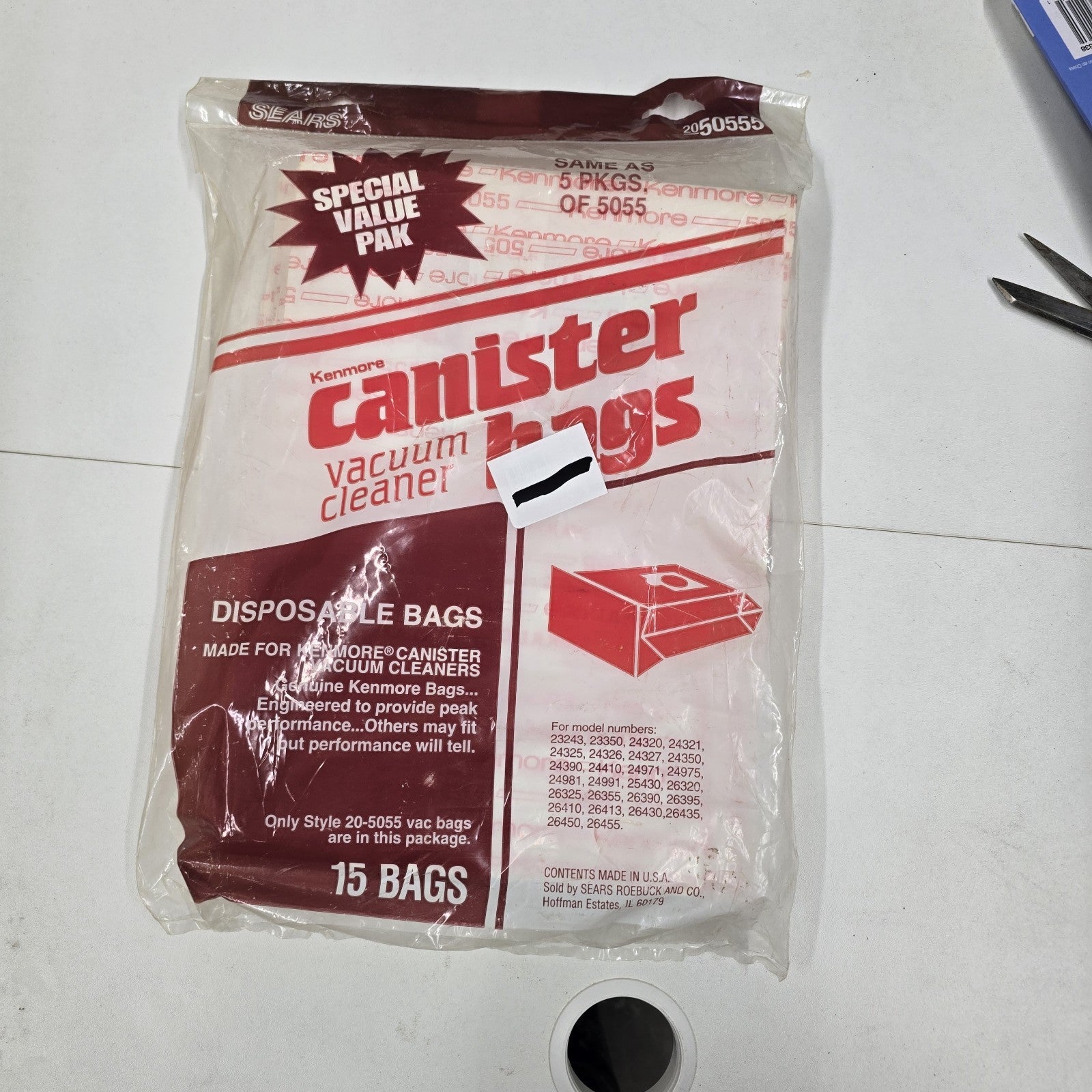 KENMORE/SEARS CANISTER VACUUM BAGS SEALED PACKAGE 15 BAGS NEW 6a