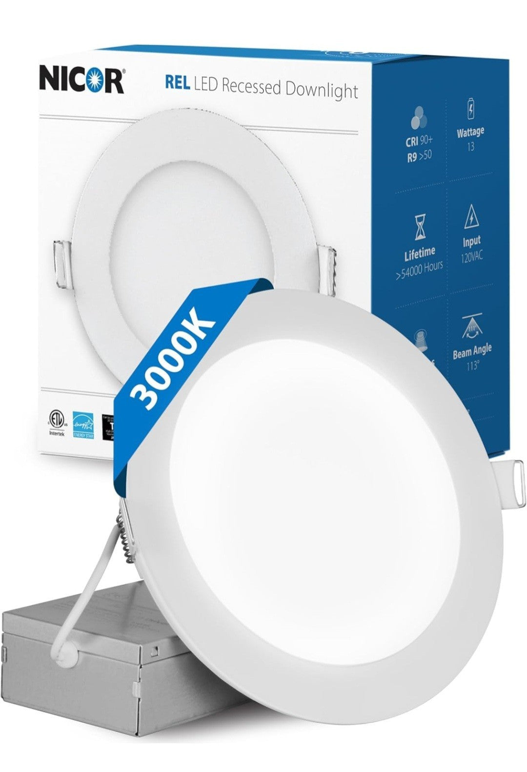 NICOR Lighting REL611203KRDWH REL6 LED Downlight, White 1B