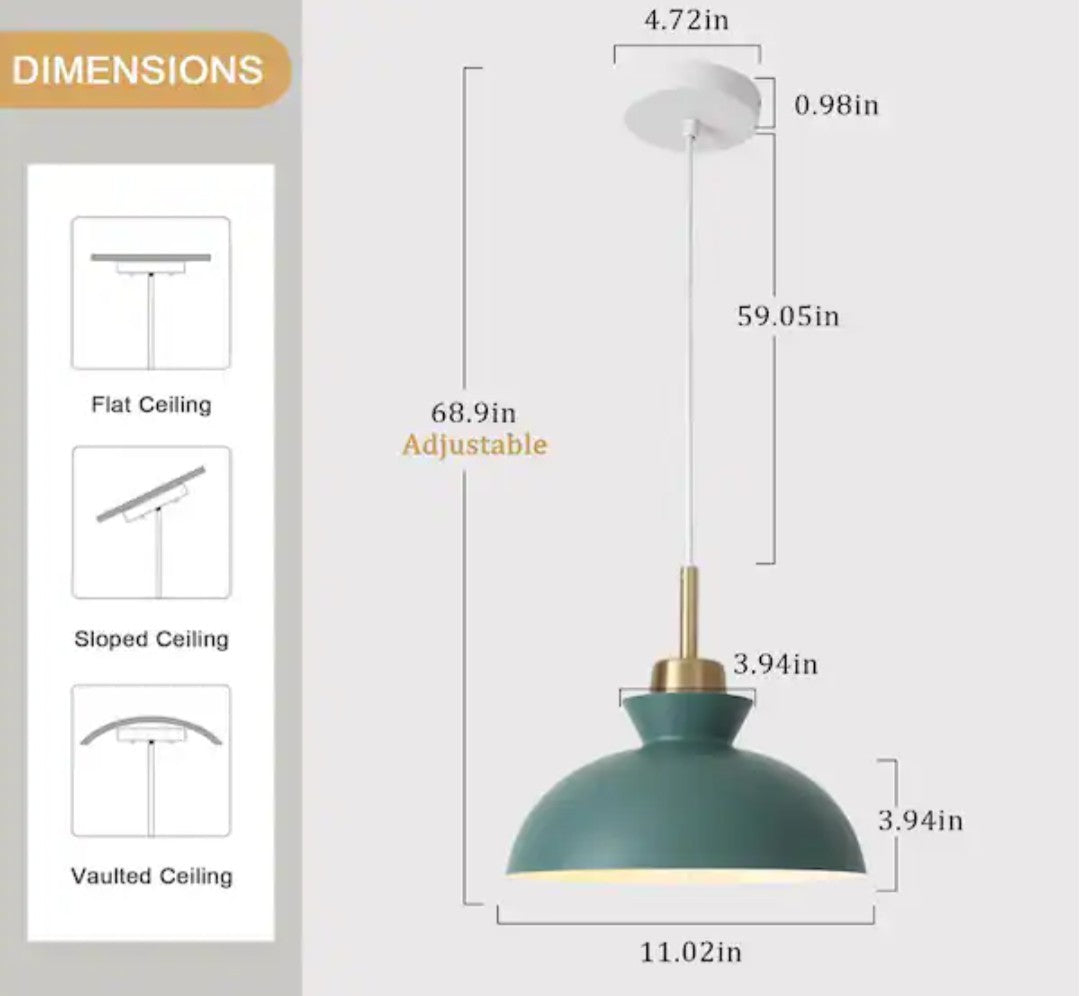 ZJVAIVE 1-Light Metal Hanging Ceiling Pendant Light Chandelier Light Fixture 14C