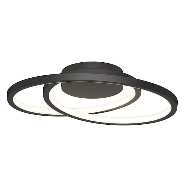 Artika Salto 14 in. 1-Light Modern Black LED 3 CCT Flush Mount Ceiling Light 13C