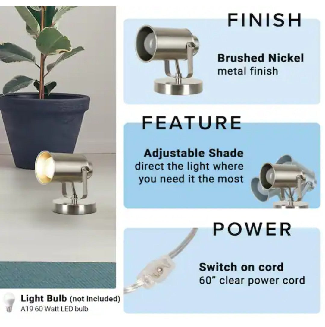 Catalina Lighting 6.25 in. Brushed Nickel, Desk Lamp Metal Shade 10E