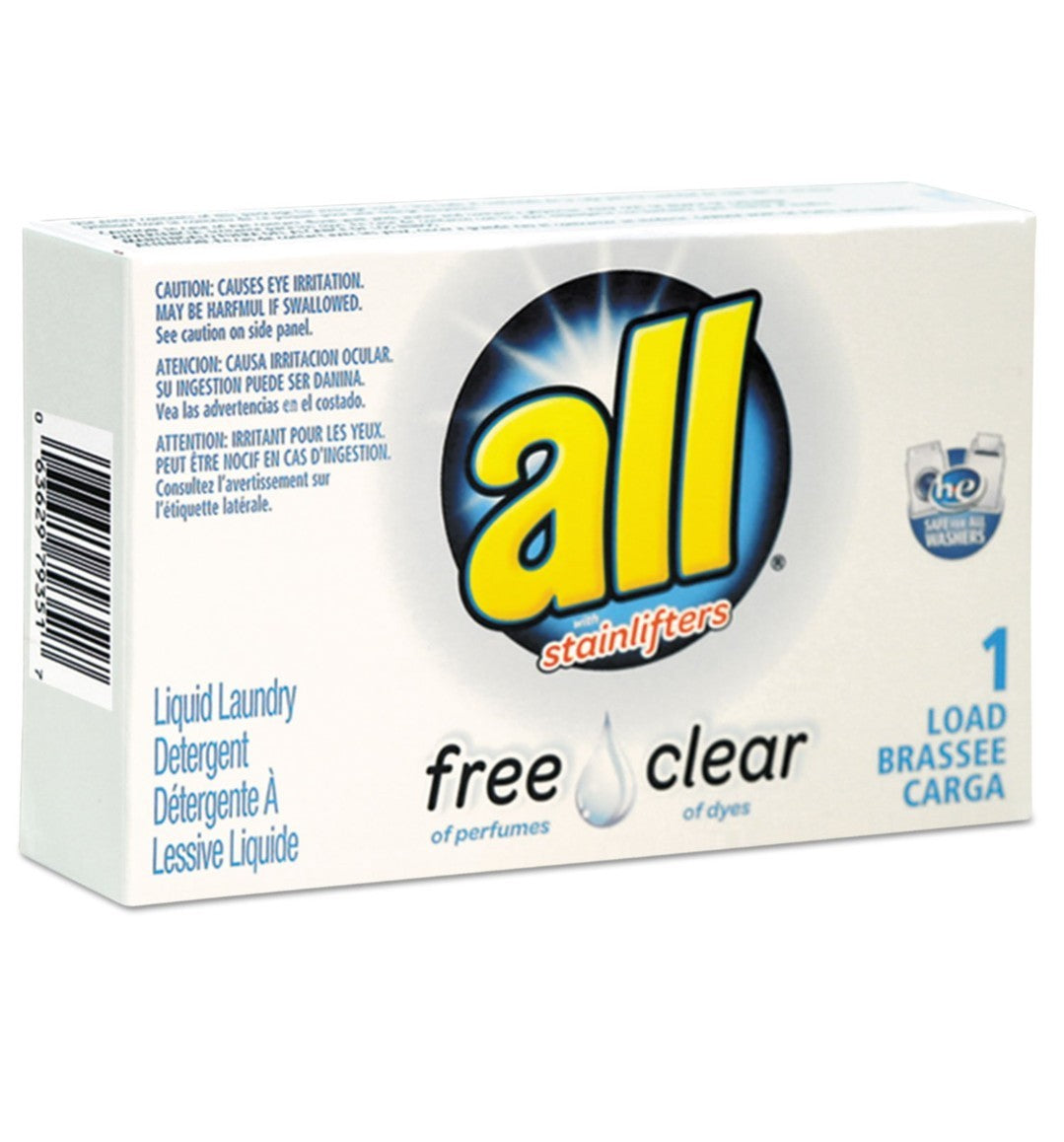 (100 Pack) All Free Clear HE Liquid Laundry Detergent Unscented 1.6 oz 6E