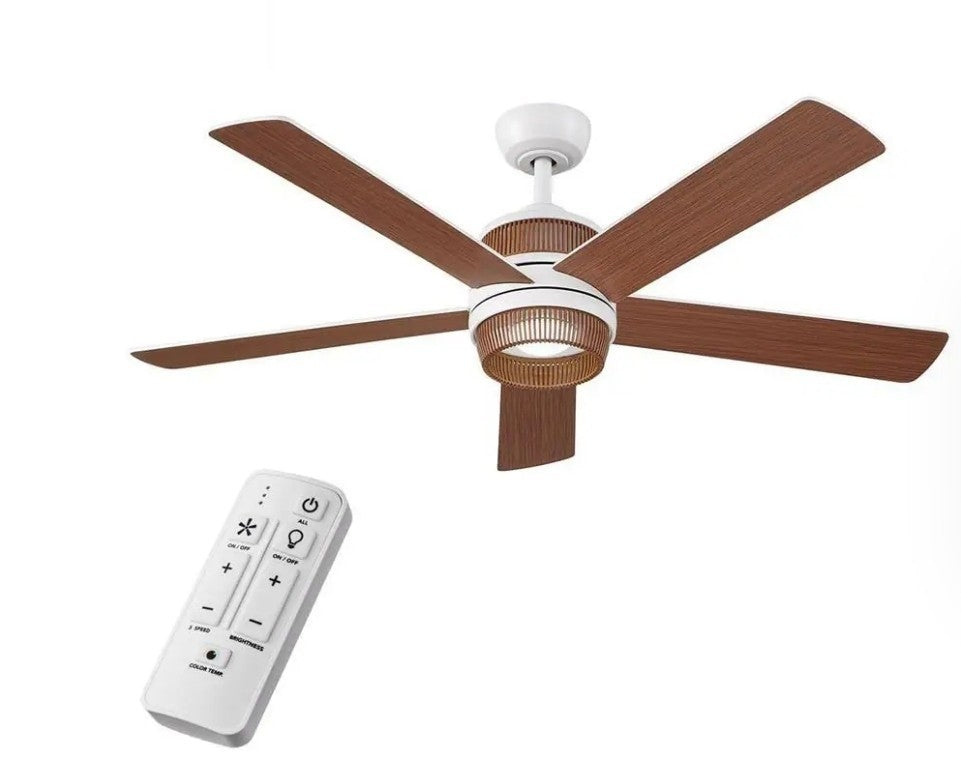 Hampton Bay Tonham 52” White Changing Integrated LED Indoor Ceiling Fan White