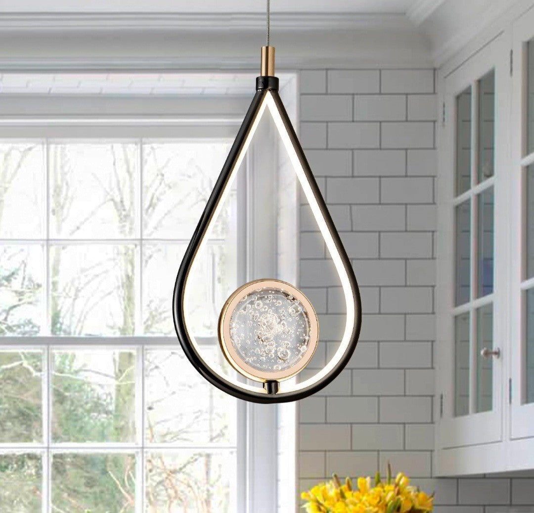 Modern LED Crystal Small Chandelier Hanging Teardrop Ceiling Light Fixture 1B