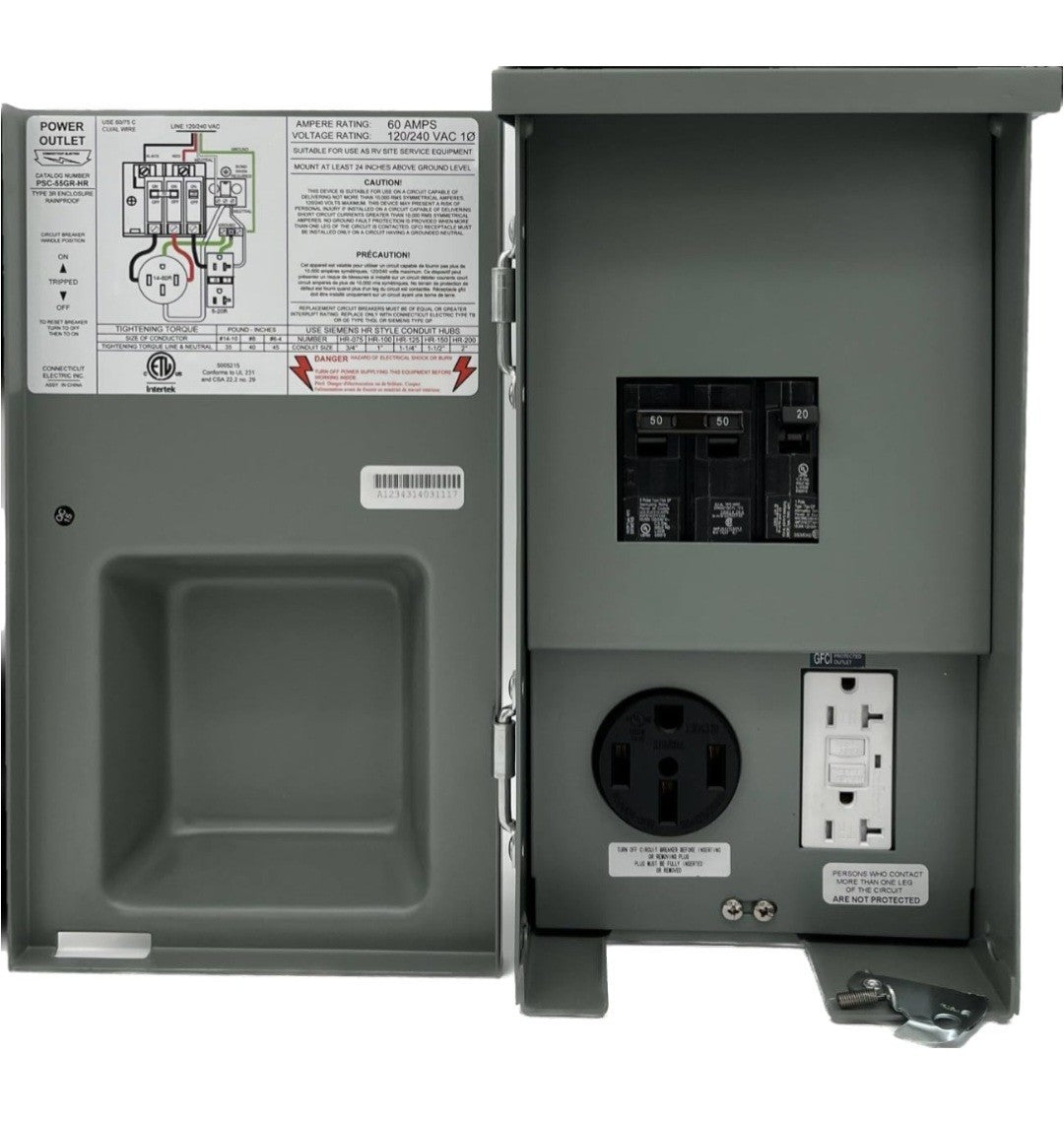 Connecticut Electric CESMPSC55GRHR 50-Amp RVPNL with 20-Amp GFCI Receptacle. 17C