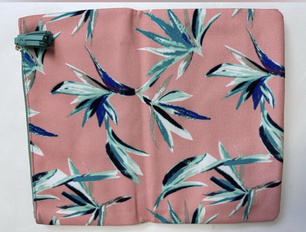 Rachel Pally- Reversible Clutch Bag Purse -Tropical Floral Coral Turquoise New