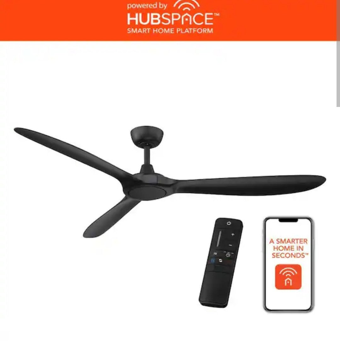 Tager 60 in. 7Matte Black Whiskey Barrel Blades Ceiling Fan+Remote