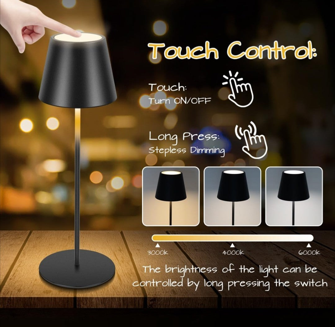 2-Pack sunzone Cordless Table Lamp Rechargeable Black 4000mAh Battery LED RGB 5C