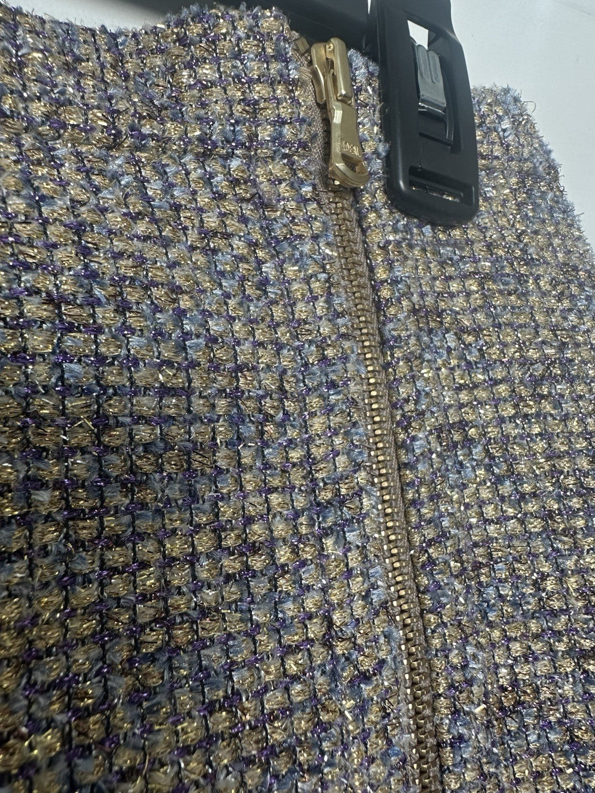 J. Crew Sz 6 Skirt Purple/Gold Pencil Skirt Full Side Front Zip Up (0073)