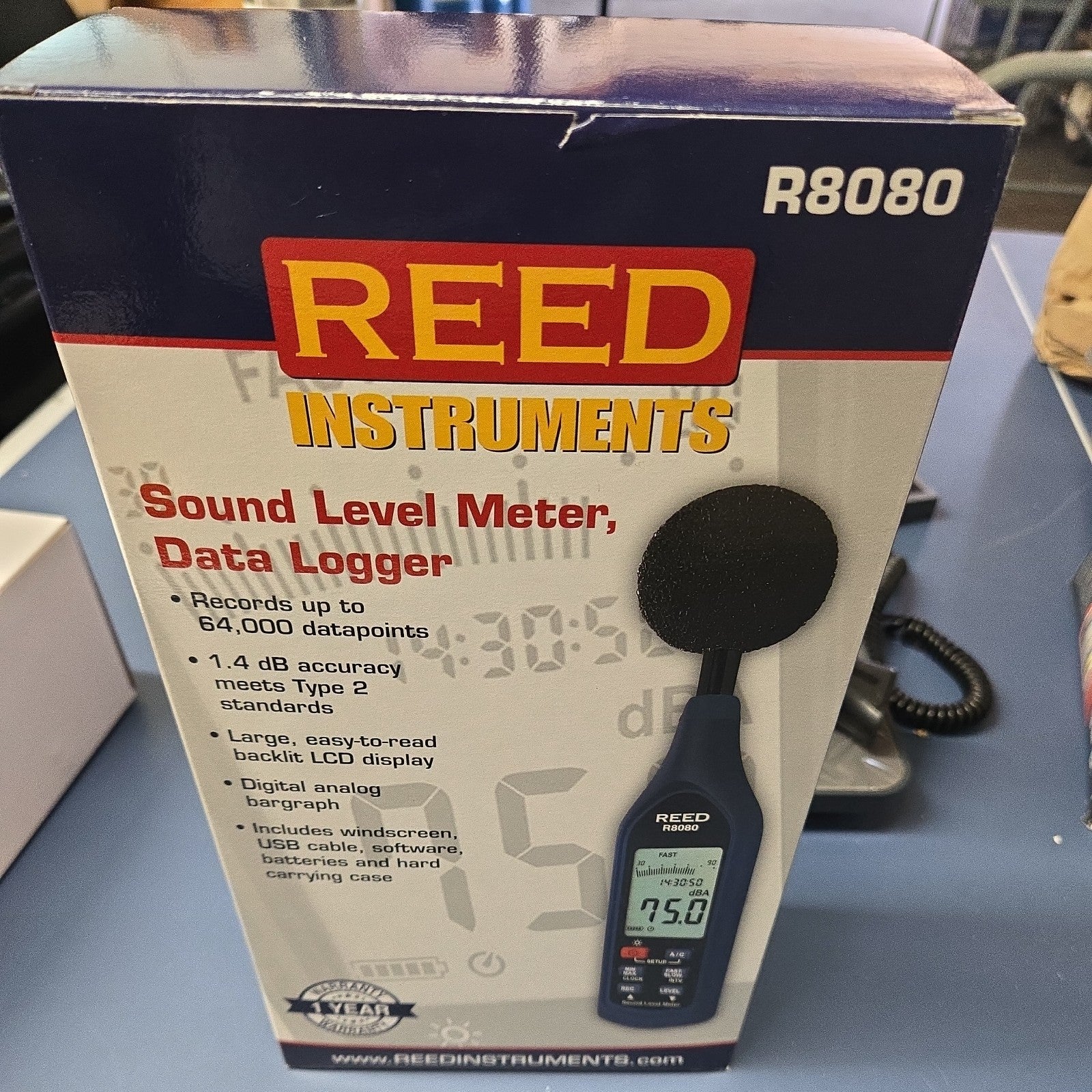 Reed Instruments R8080 Sound Level Meter, Datalogger With Bargraph, 30 To 130 6B