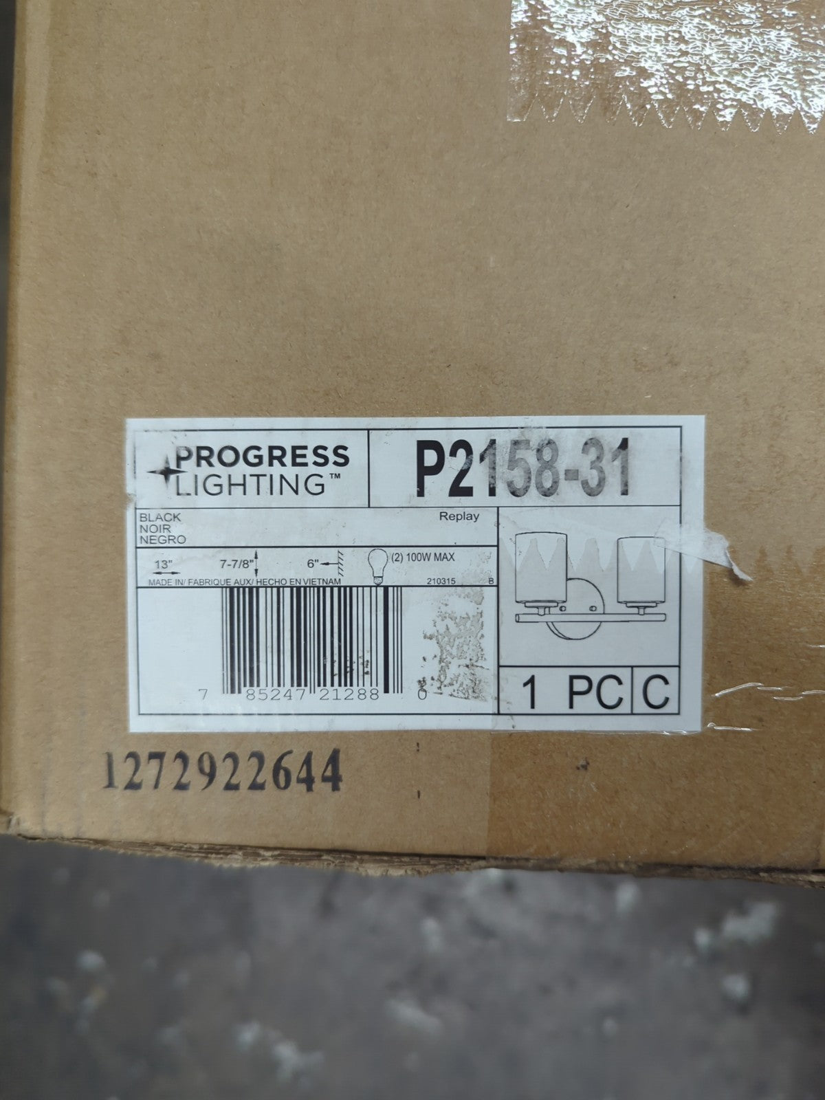 Progress Replay Collection Etched Glass Modern Bath Vanity Light, Black 3A