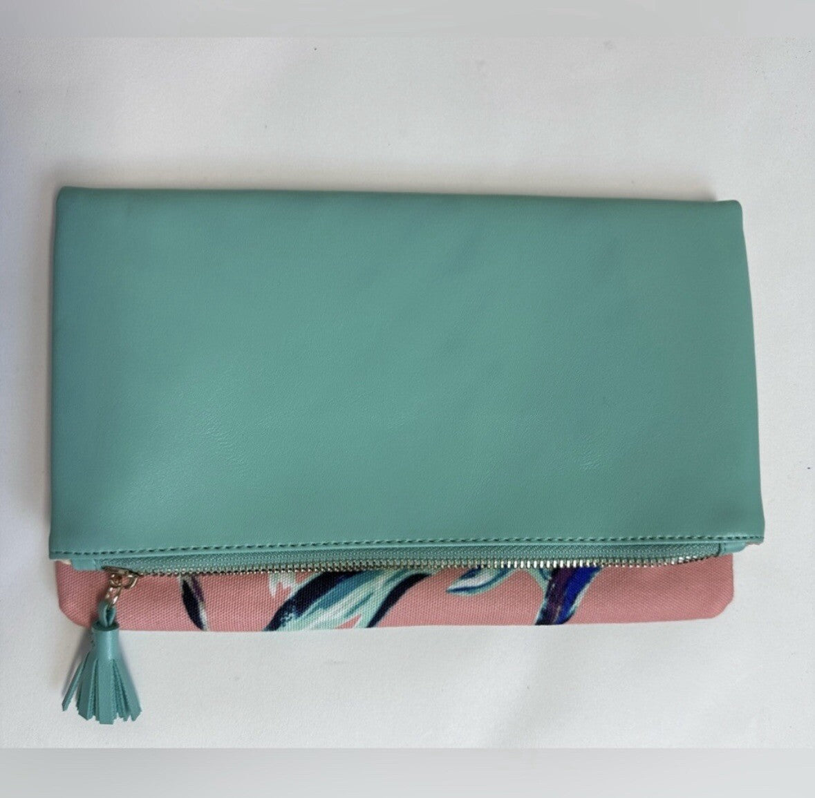 Rachel Pally- Reversible Clutch Bag Purse -Tropical Floral Coral Turquoise New