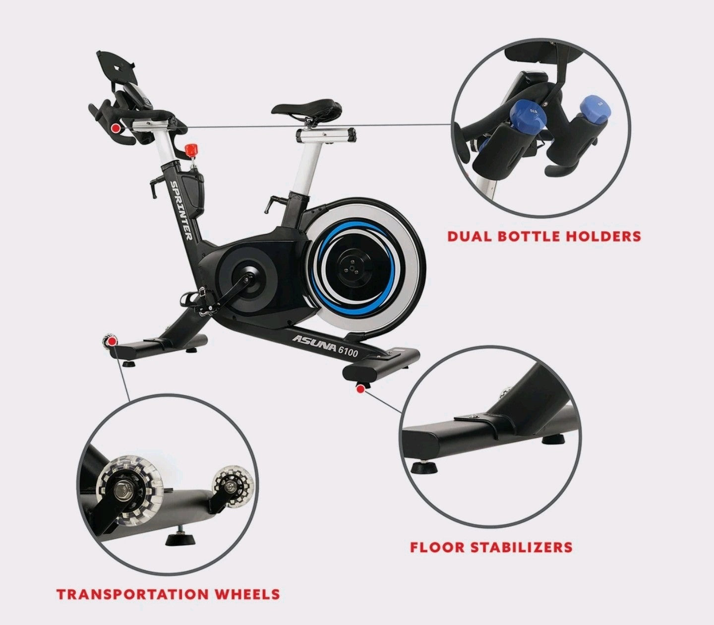 ASUNA 6100 Sprinter Indoor Exercise Bike Magnetic Resistance Belt Drive