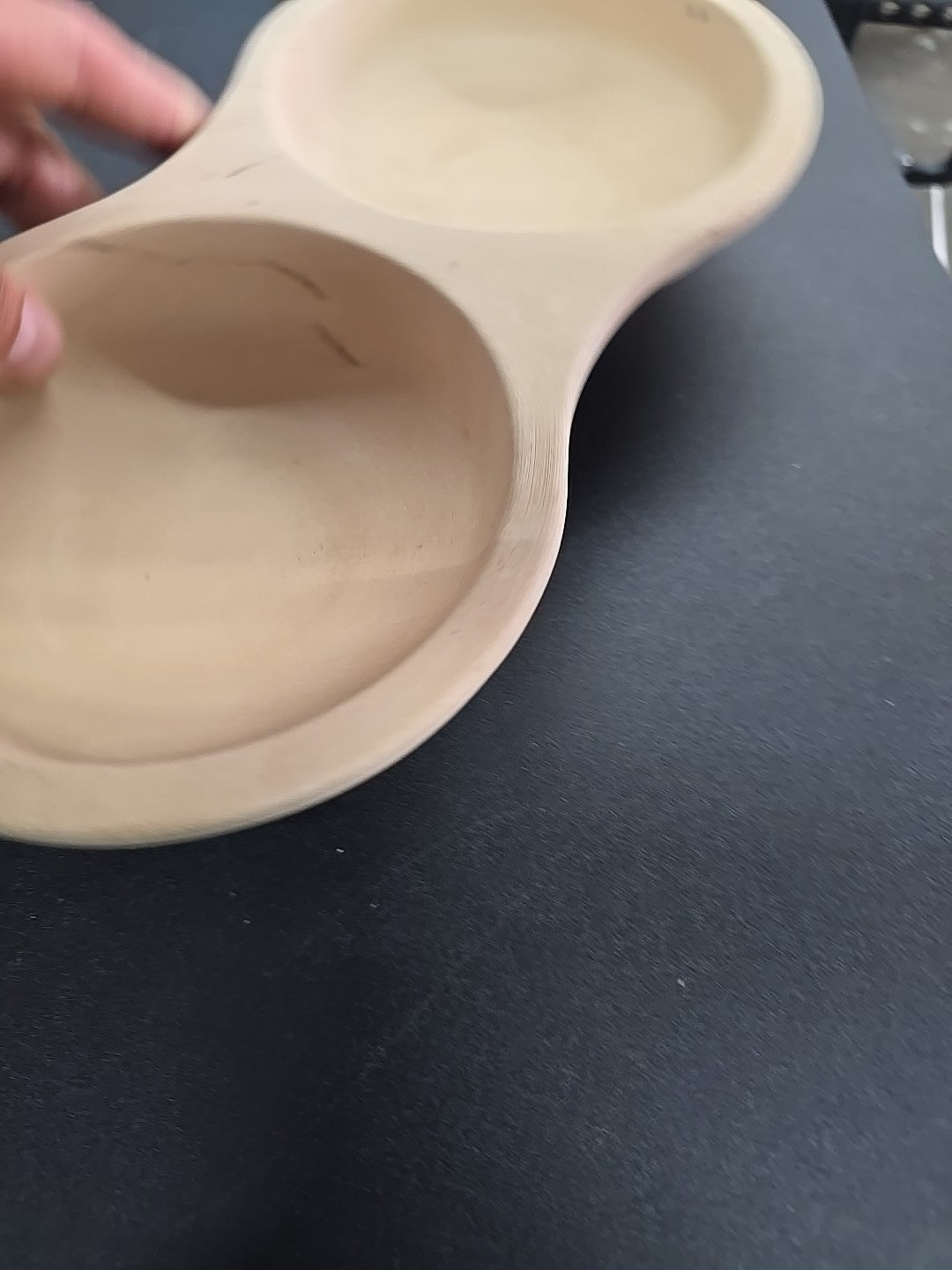 Pampered Chef Stoneware Egg Cooker 5144 Double Bowl 11.75 Baker New W/o Box 9A