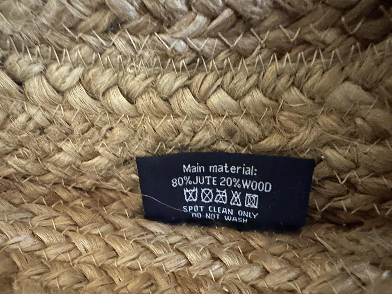 Chloe & Lex Round Woven Bag Wooden Handle White Pattern