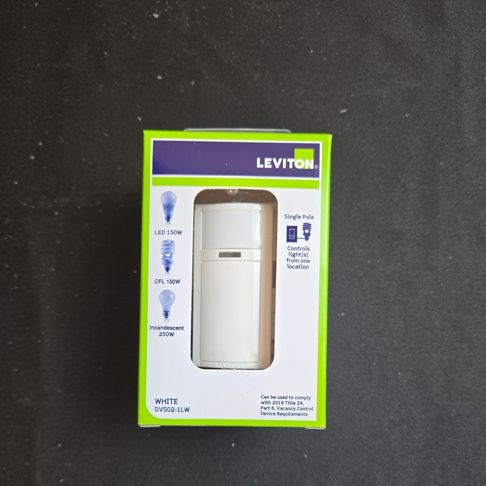 Leviton DVS02-1LW Decora VacancyMotion Sensor InWall Switch, Manual-On Vacncy 6D