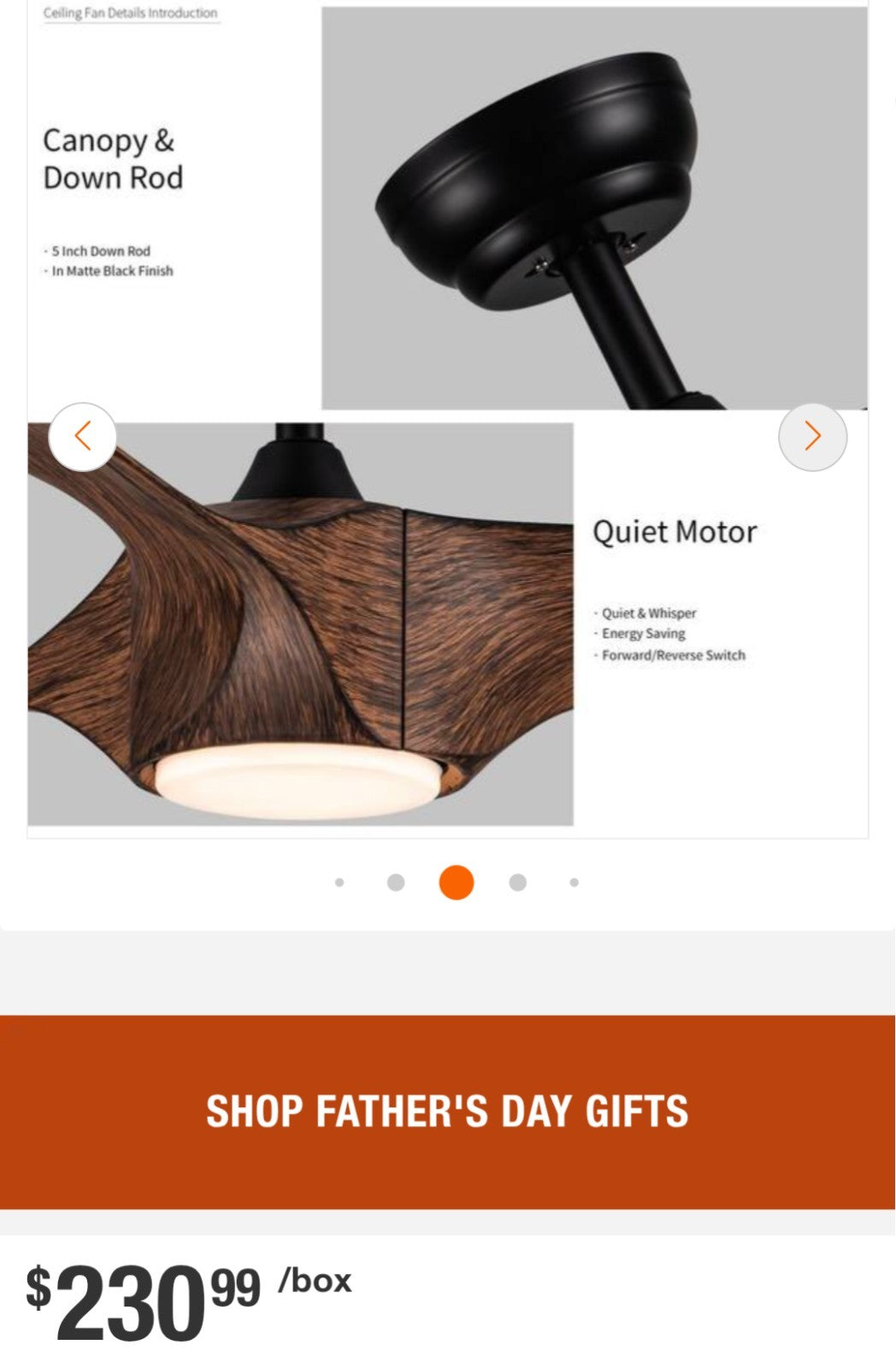 Luxury 56 Indoor Black Ceiling Fan with DimmableLED Light and Remote Control 18A