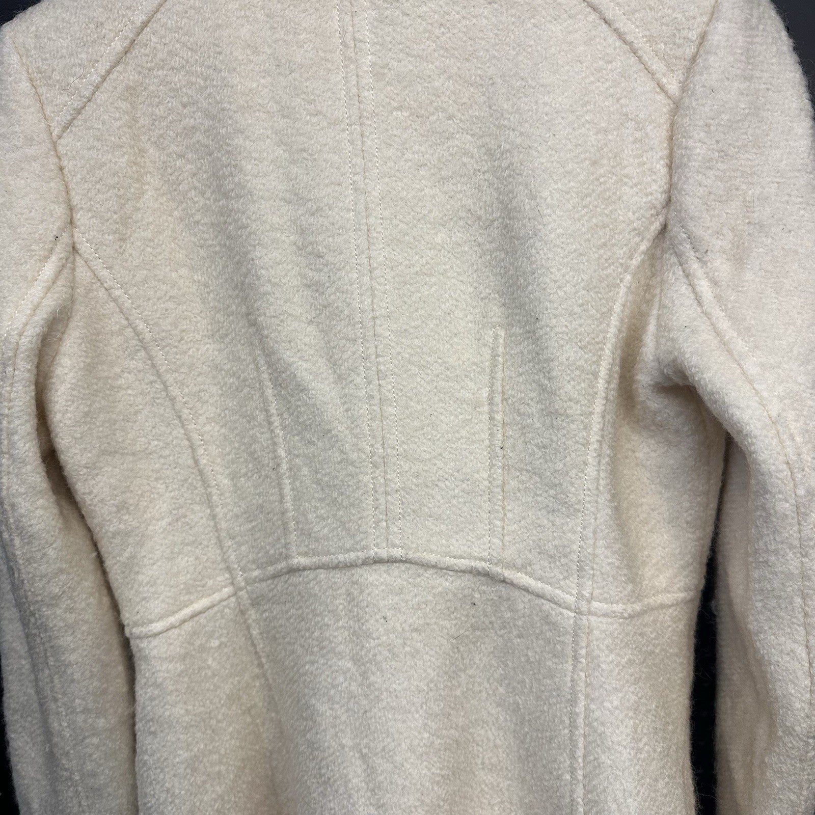 Women’s Small Guess Winter Cream Peacoat Faux Fur Shawl Collar Double Breasted