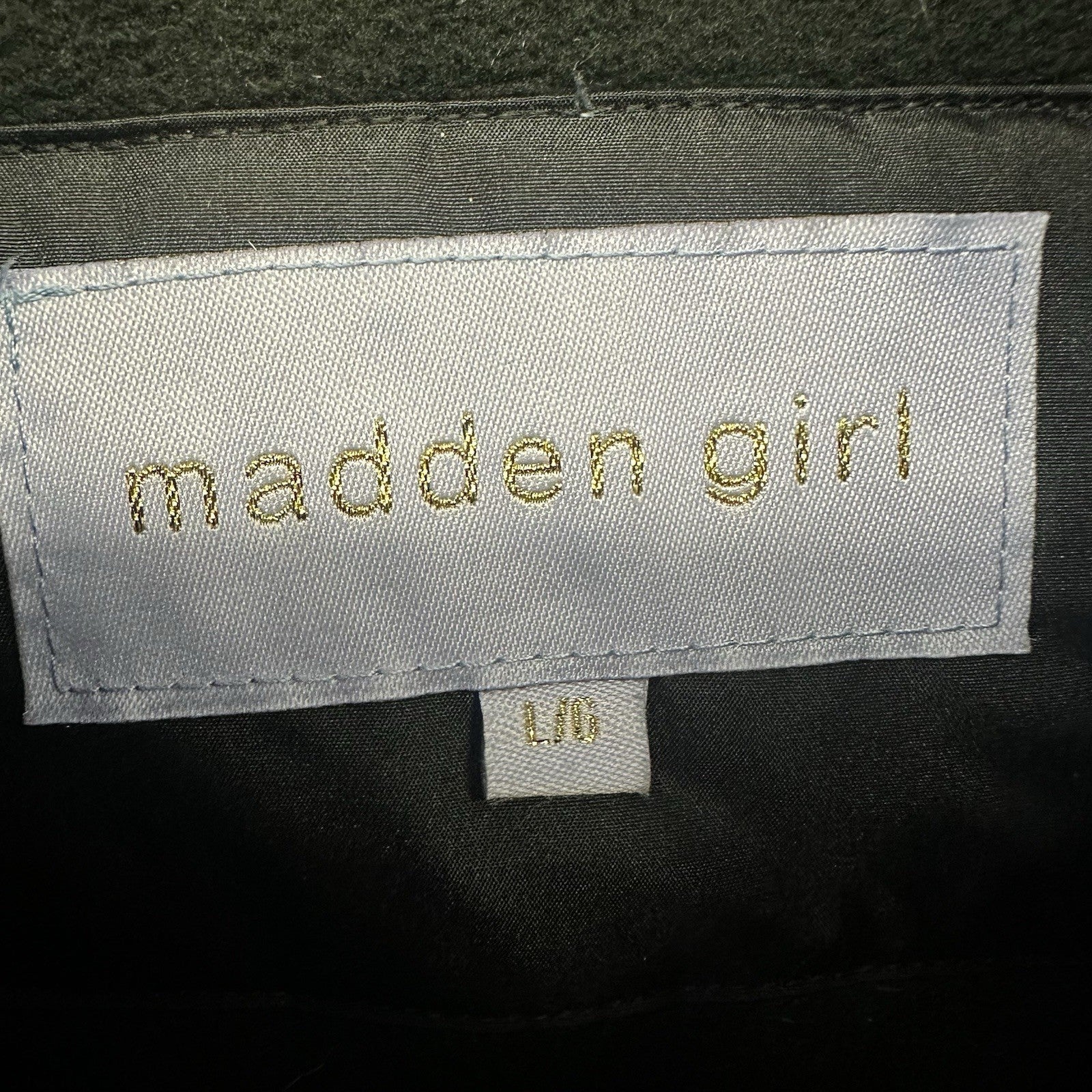 Juniors' Madden Girl Faux Fur Hood Parka Jacket Size Large Black