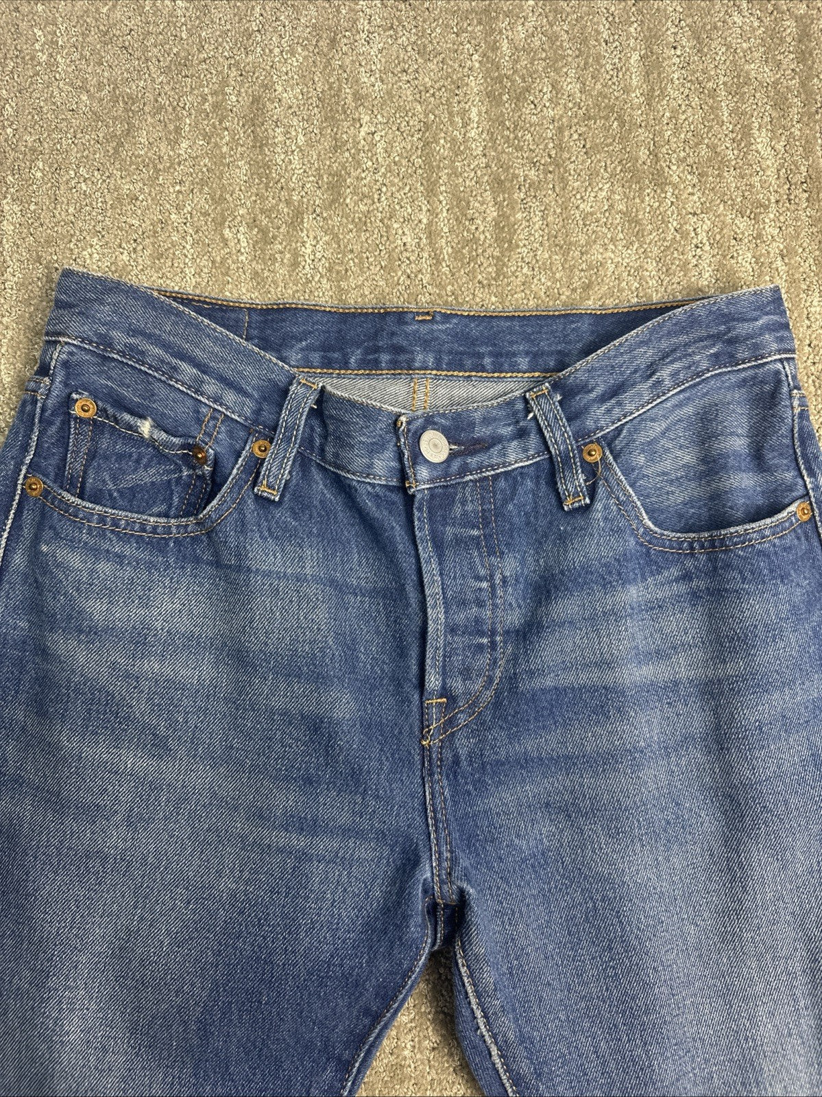 Levi's 501 Women's Straight Leg Button Fly Blue Denim Jeans w25 L30 (2.1)