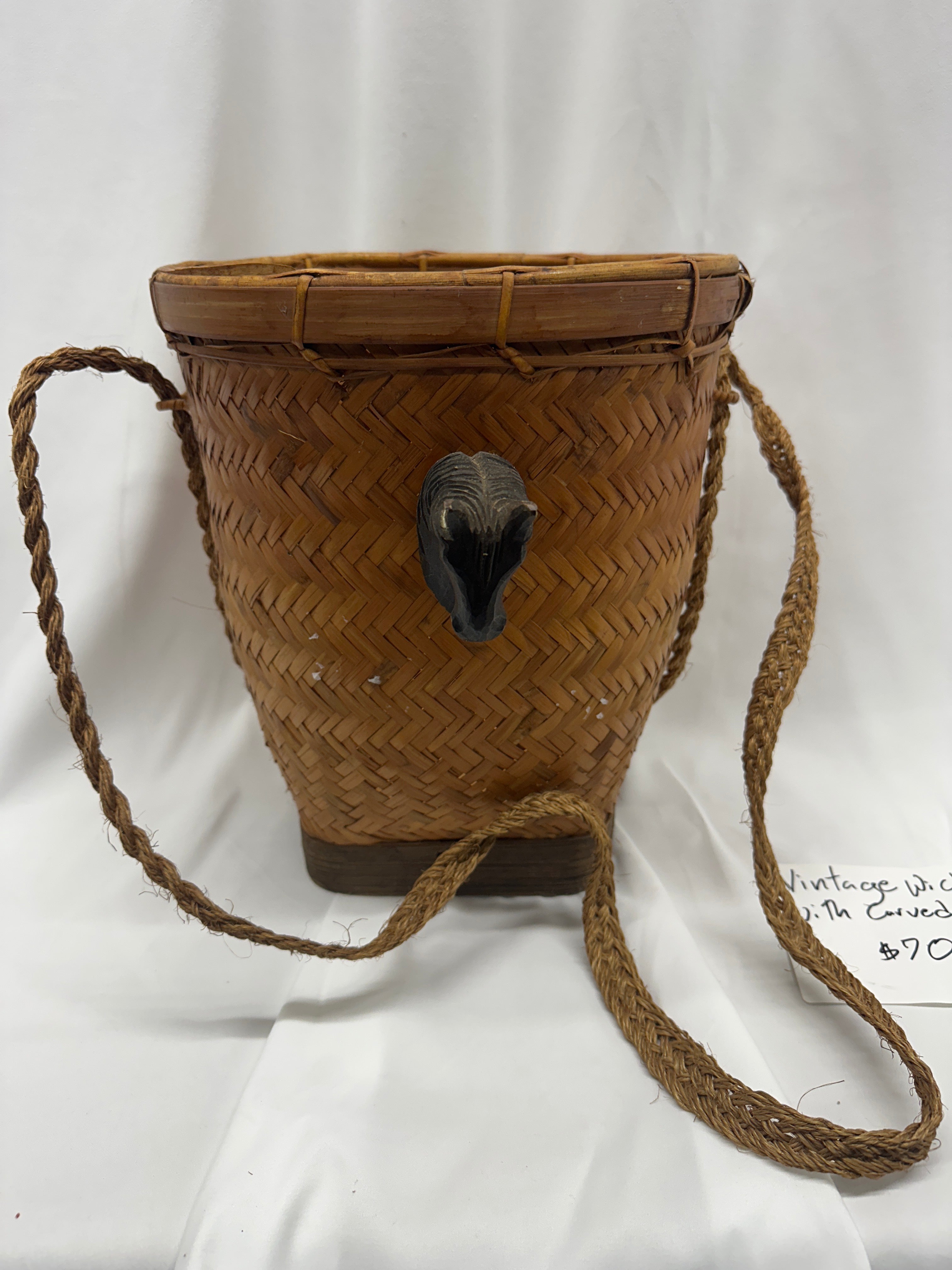 Vintage Wicker w/ Carved Horse