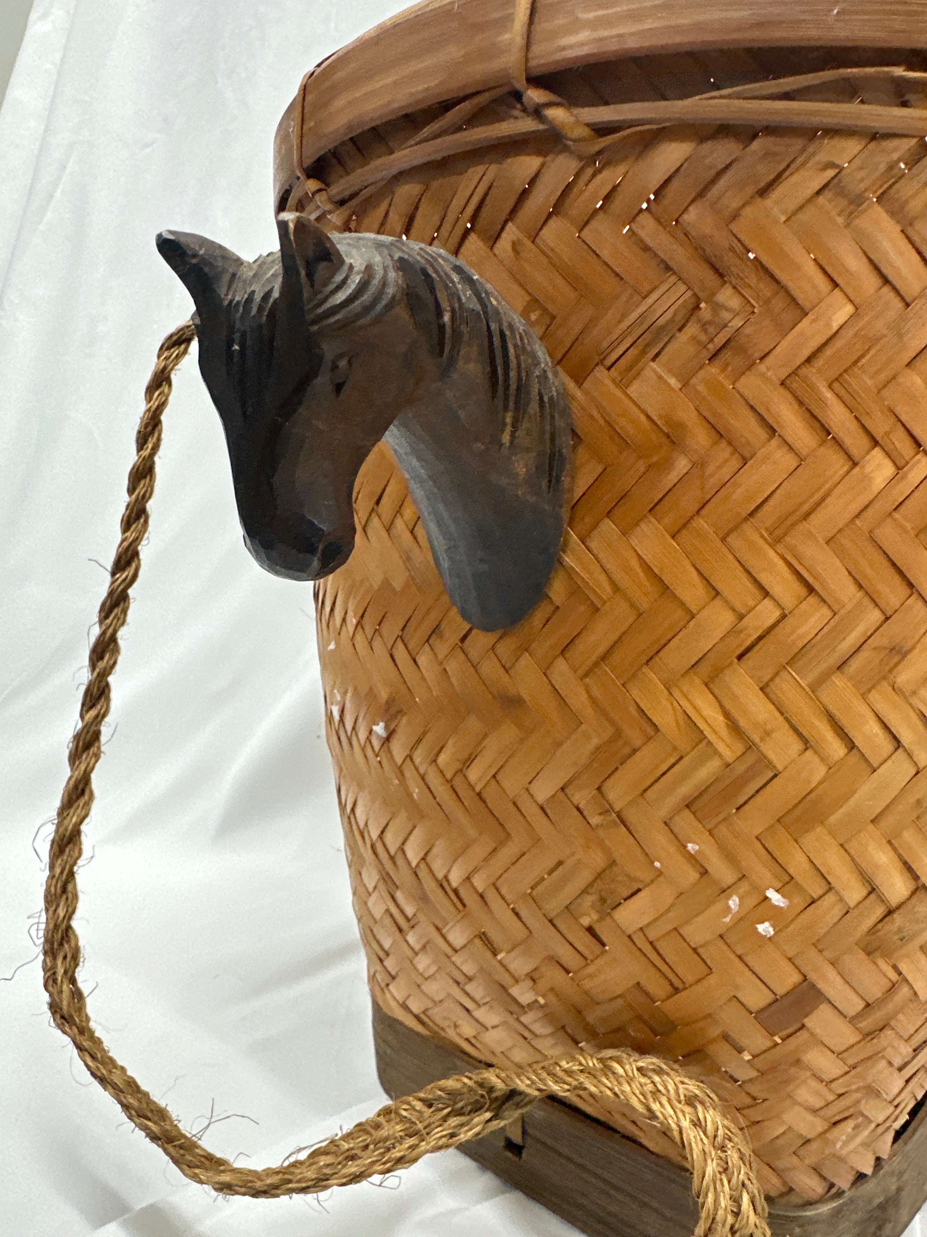 Vintage Wicker w/ Carved Horse