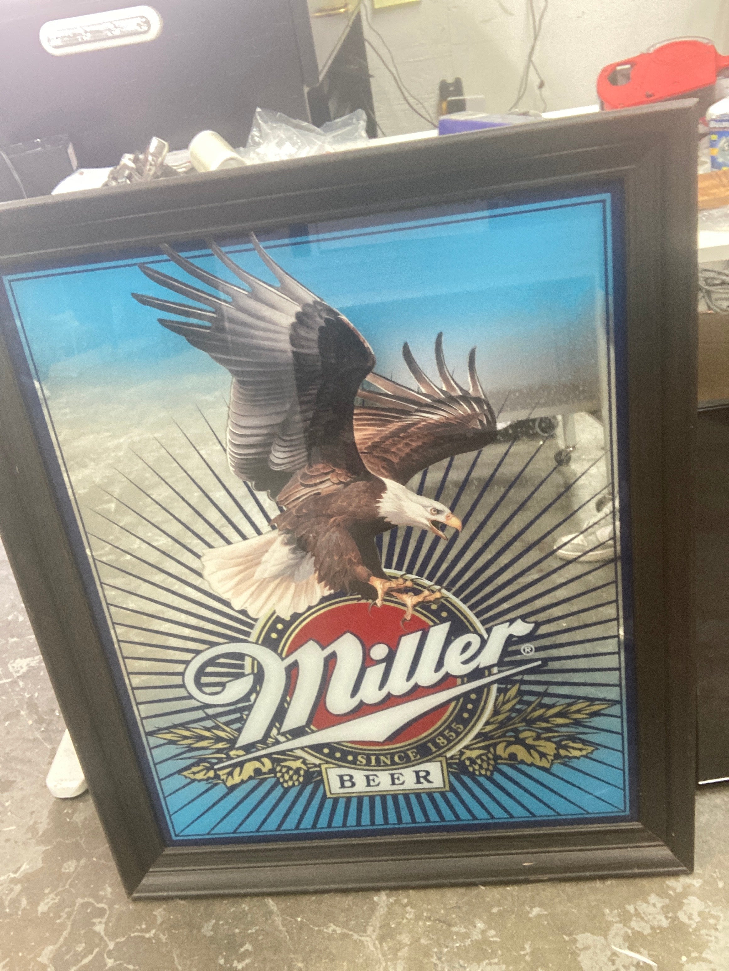 Vintage Miller Beer bald eagle Bar Sign