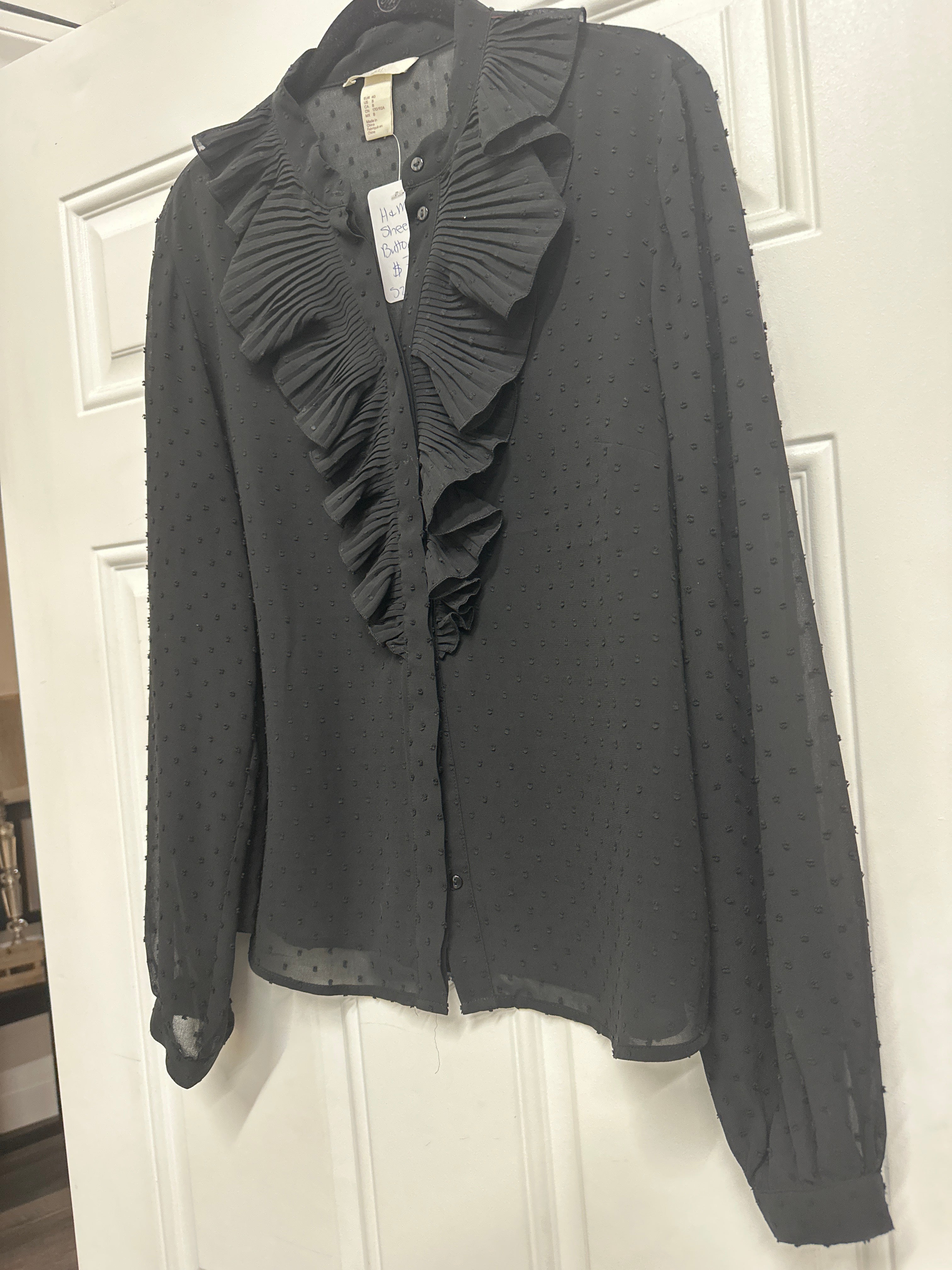 H&M Sheer Button Up- Sz 8