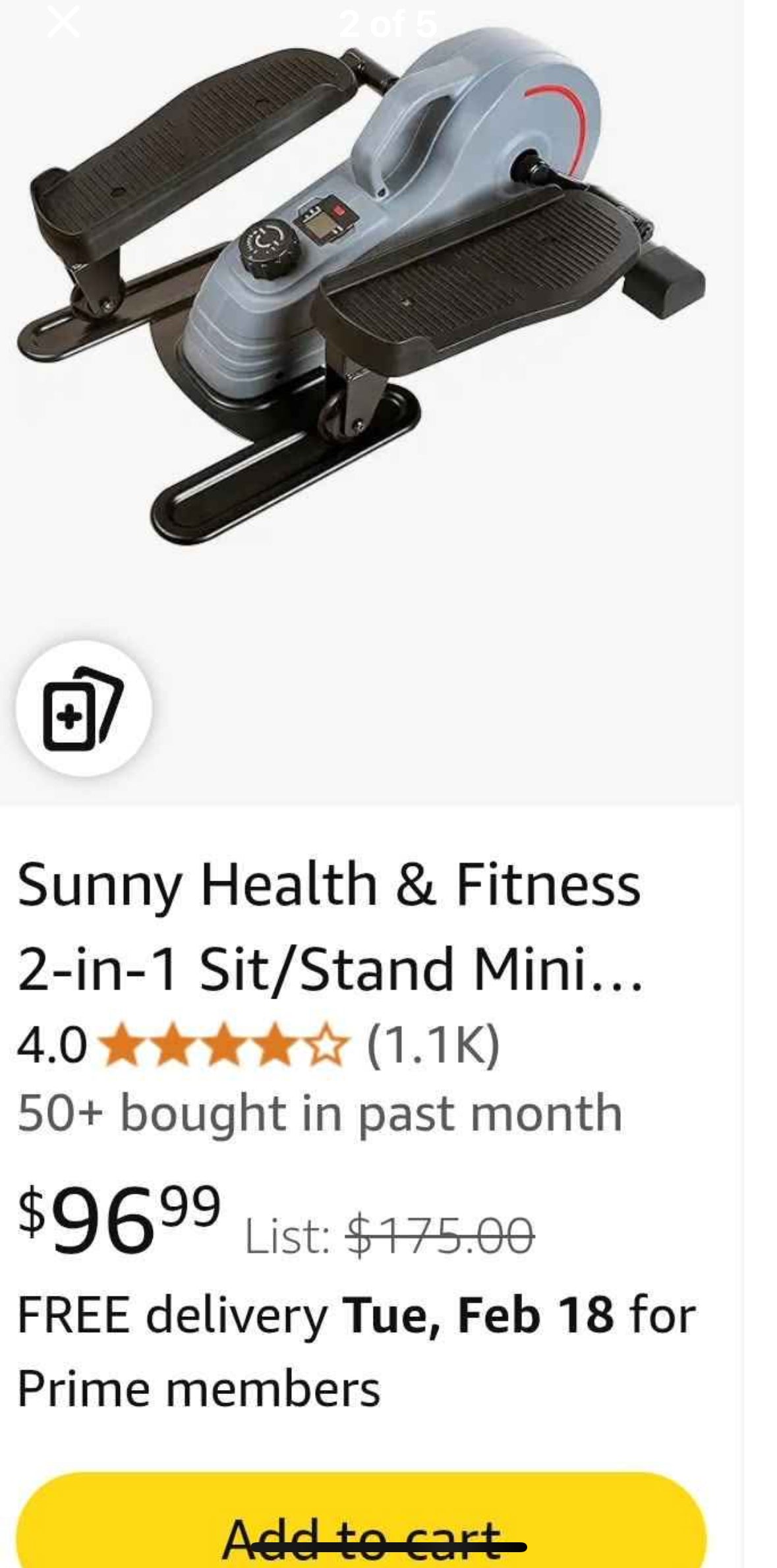 2-in-1 Sit/Stand Mini Elliptical Machine, Portable Under Desk