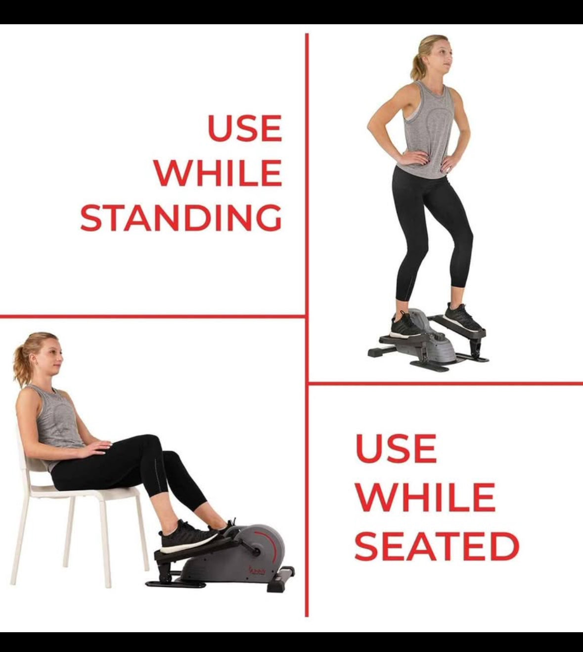 2-in-1 Sit/Stand Mini Elliptical Machine, Portable Under Desk