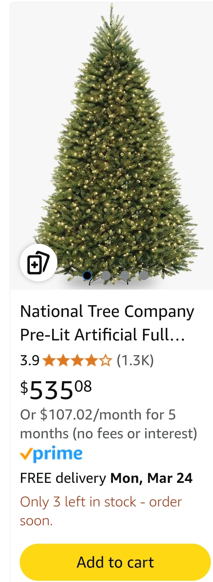 National Tree Company Pre-Lit Artificial Full Christmas Tree, Green, Dual Color LED Lights, Includes PowerConnect and Stand, 9 Feet