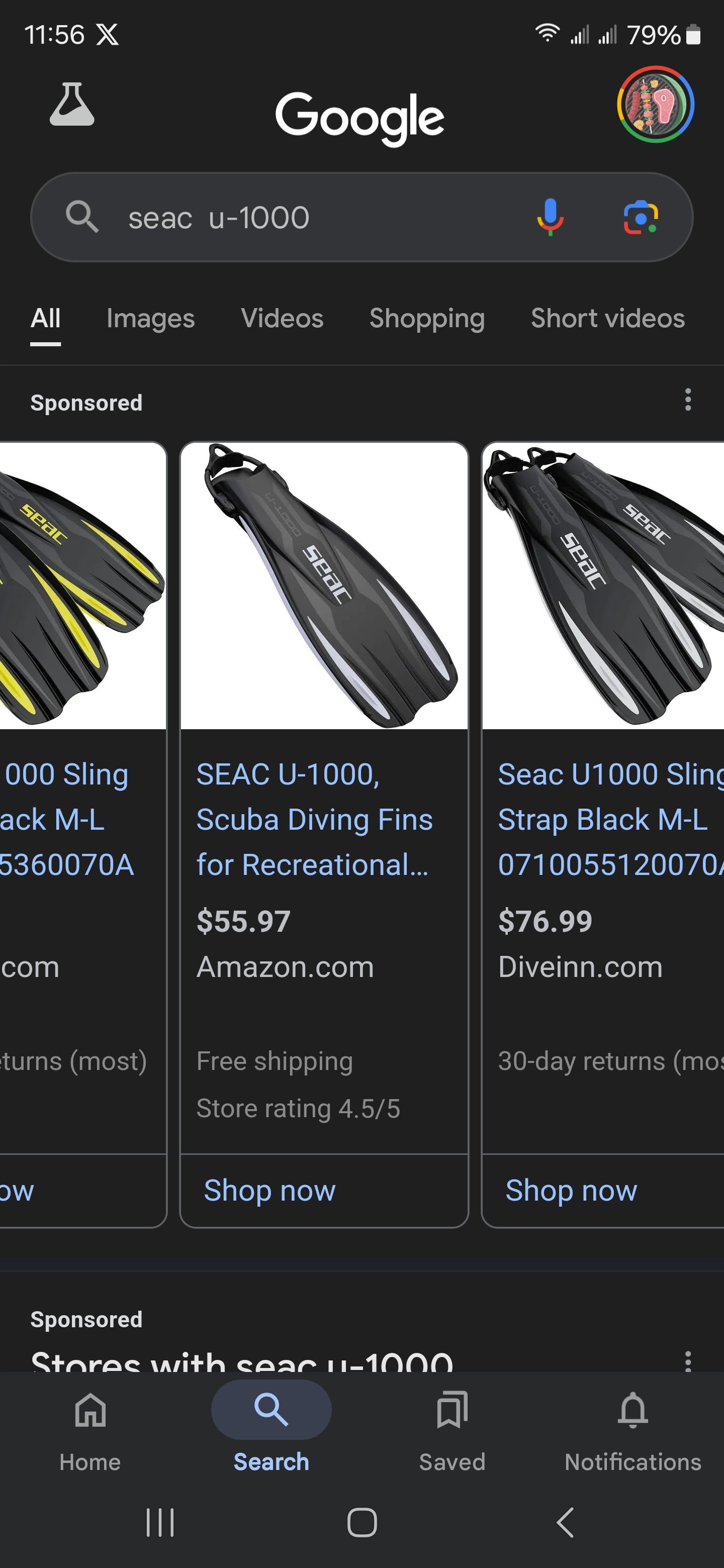 SESC U-1000 Sling Strap Fins