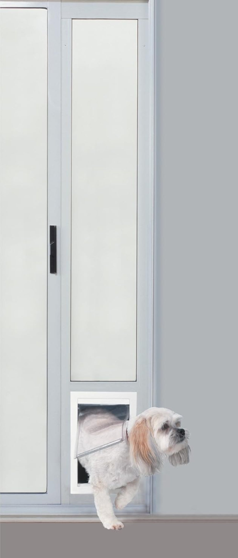 Ideal Pet Products Aluminum Pet Patio Door, Adjustable Height 77-5/8" to 80-3/8", 7" x 11-1/4" Flap Size, White