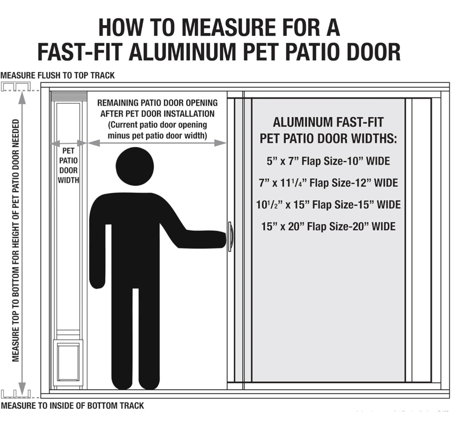 Ideal Pet Products Aluminum Pet Patio Door, Adjustable Height 77-5/8" to 80-3/8", 7" x 11-1/4" Flap Size, White
