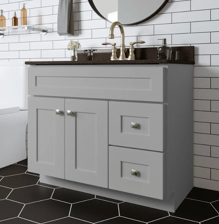 Bath Unassembled Modern 2-Door 2-Drawer Bathroom Shaker Vanity Cabinet Only, 36 x 21,Grey