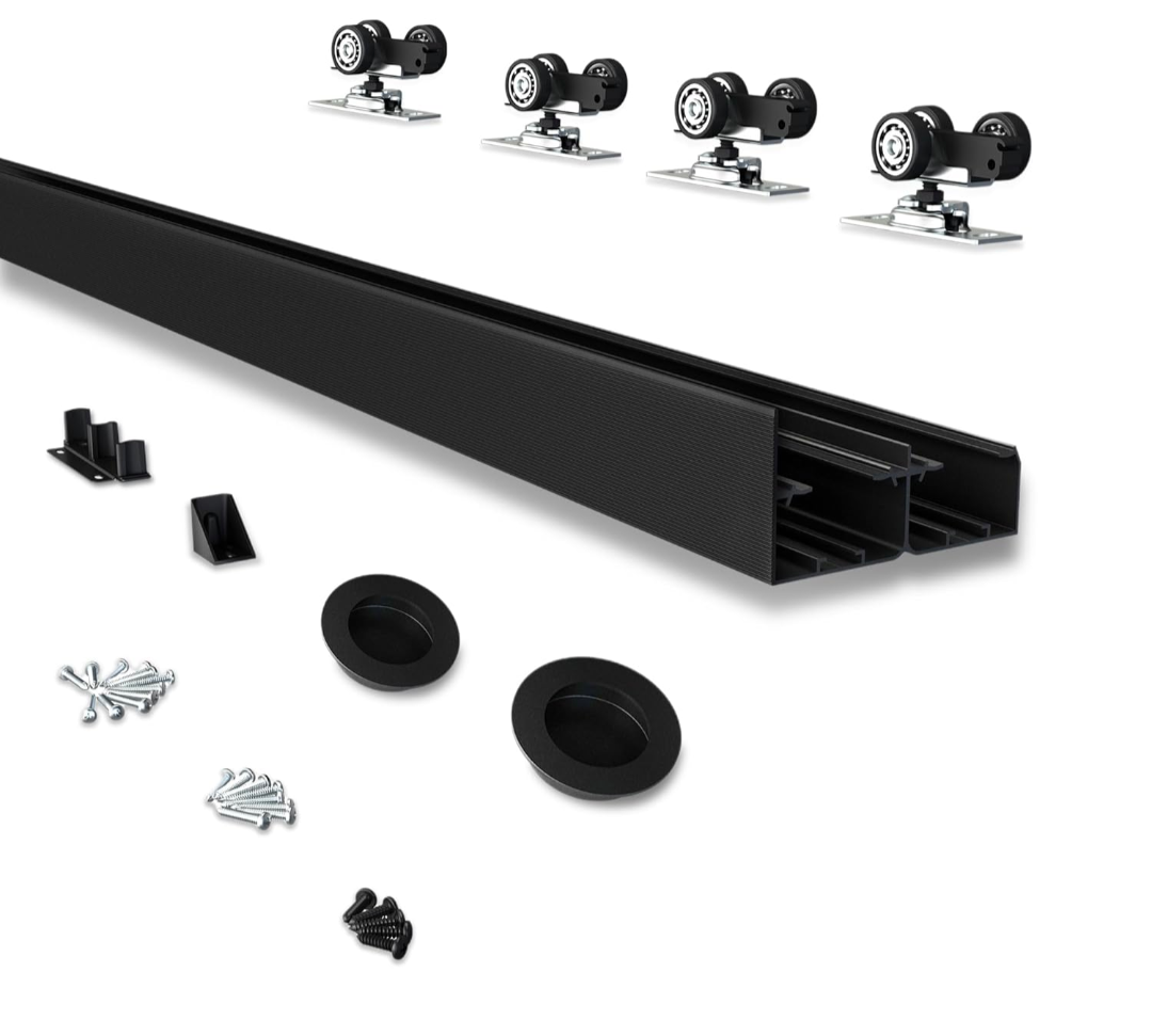JUBEST 5FT Heavy Duty Bypass Door Hardware with Finger Pulls