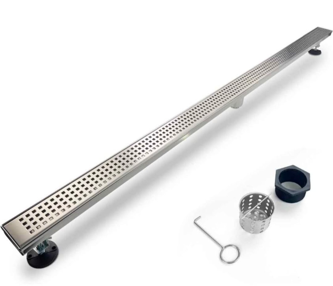 Linear Shower Drain, Shower Drain 60 inch with Removable Square Hole Panel