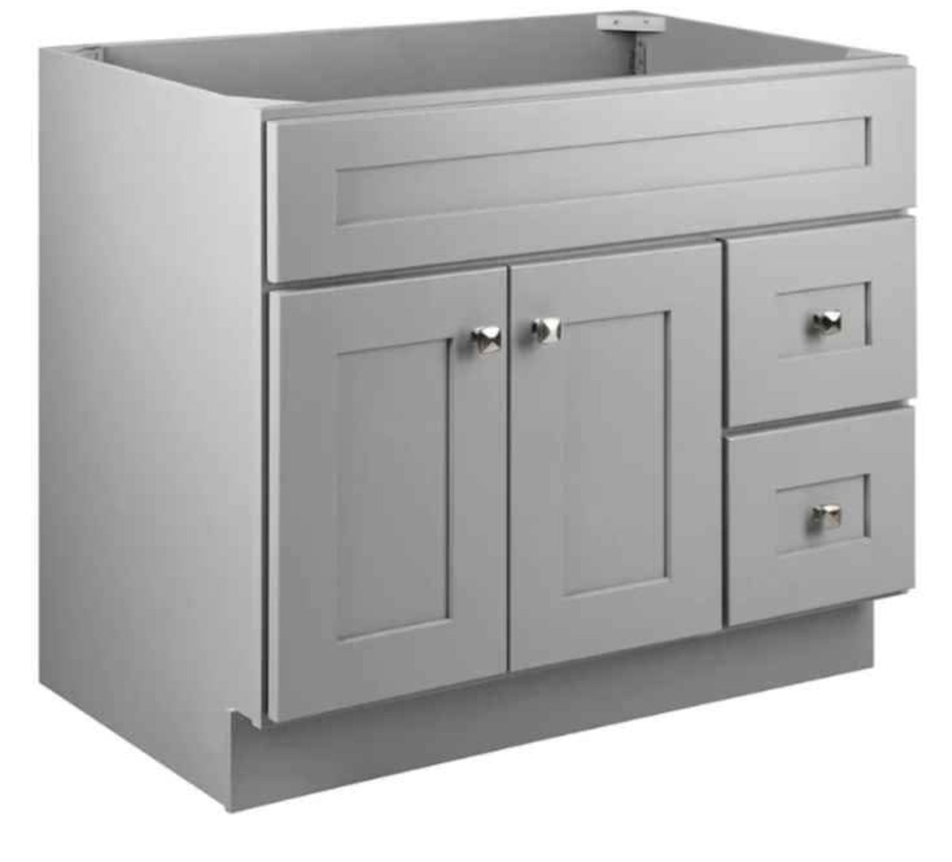 Bath Assembled Modern 2-Door 2-Drawer Bathroom Shaker Vanity Cabinet Only, 36 x 21,Grey