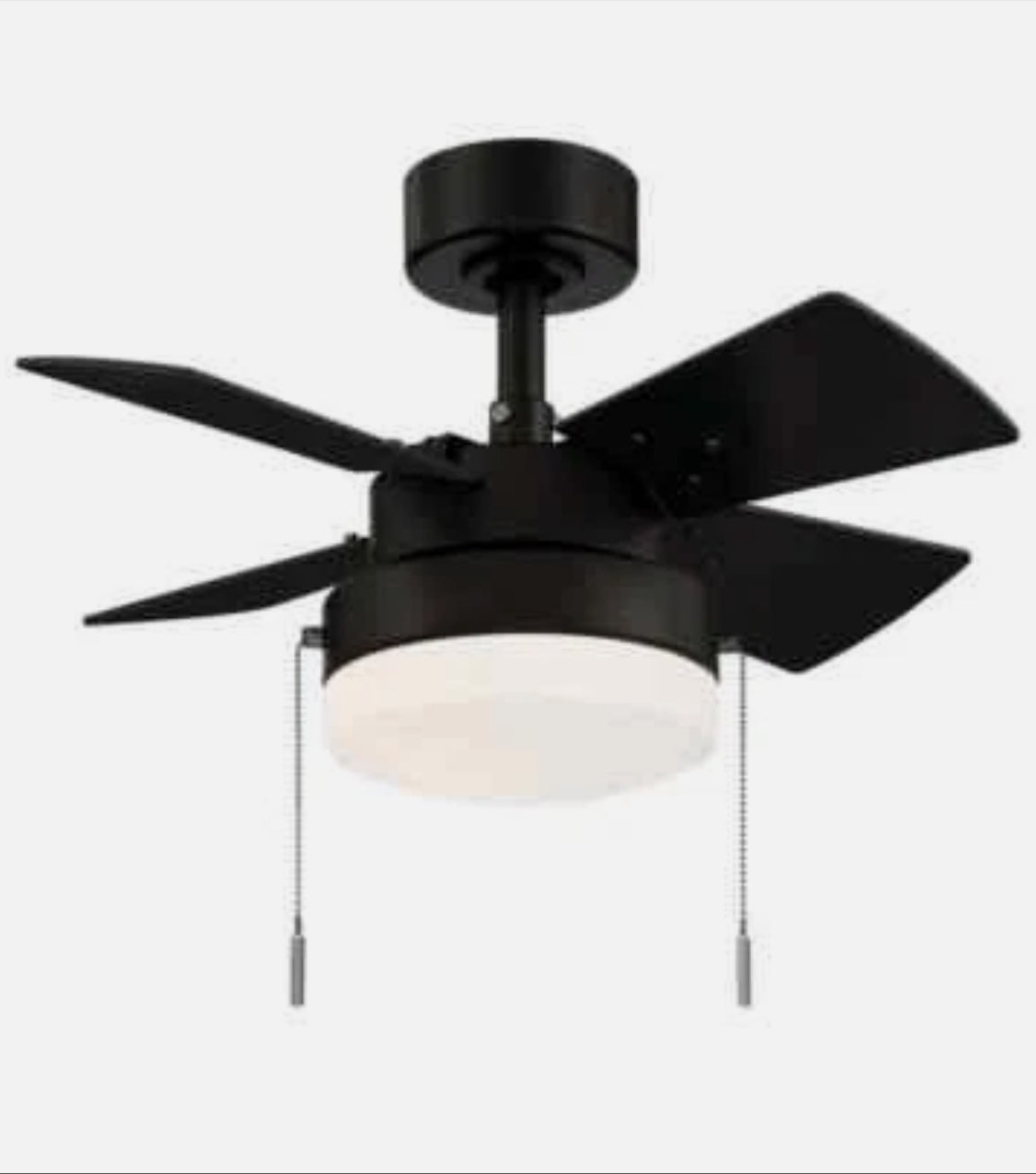 (Used) Hampton Bay Metarie II 24 in. Indoor Matte Black Ceiling Fan with Light
