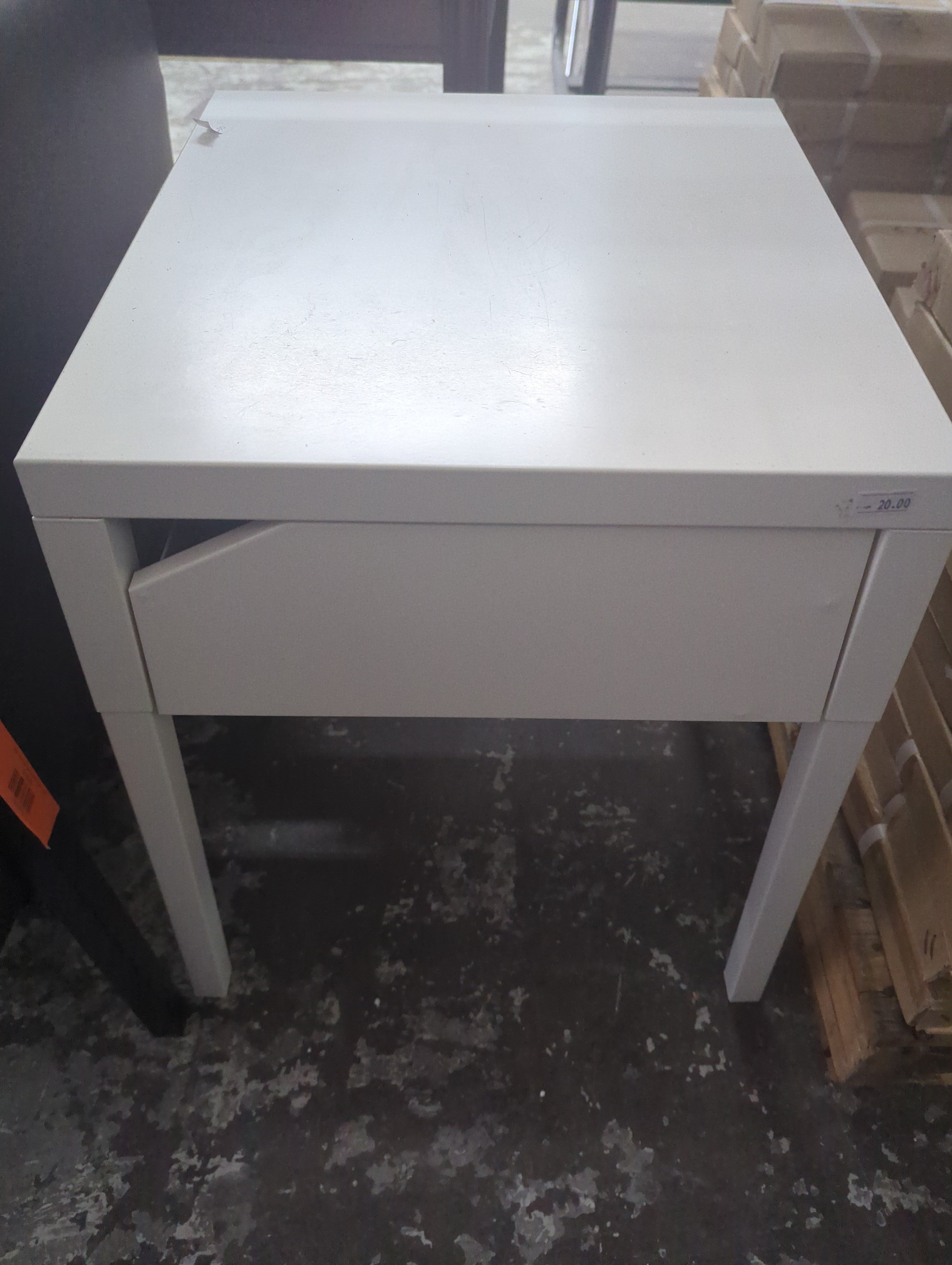 IKEA SELJE White Metal Bedside Table Nightstand with Drawer