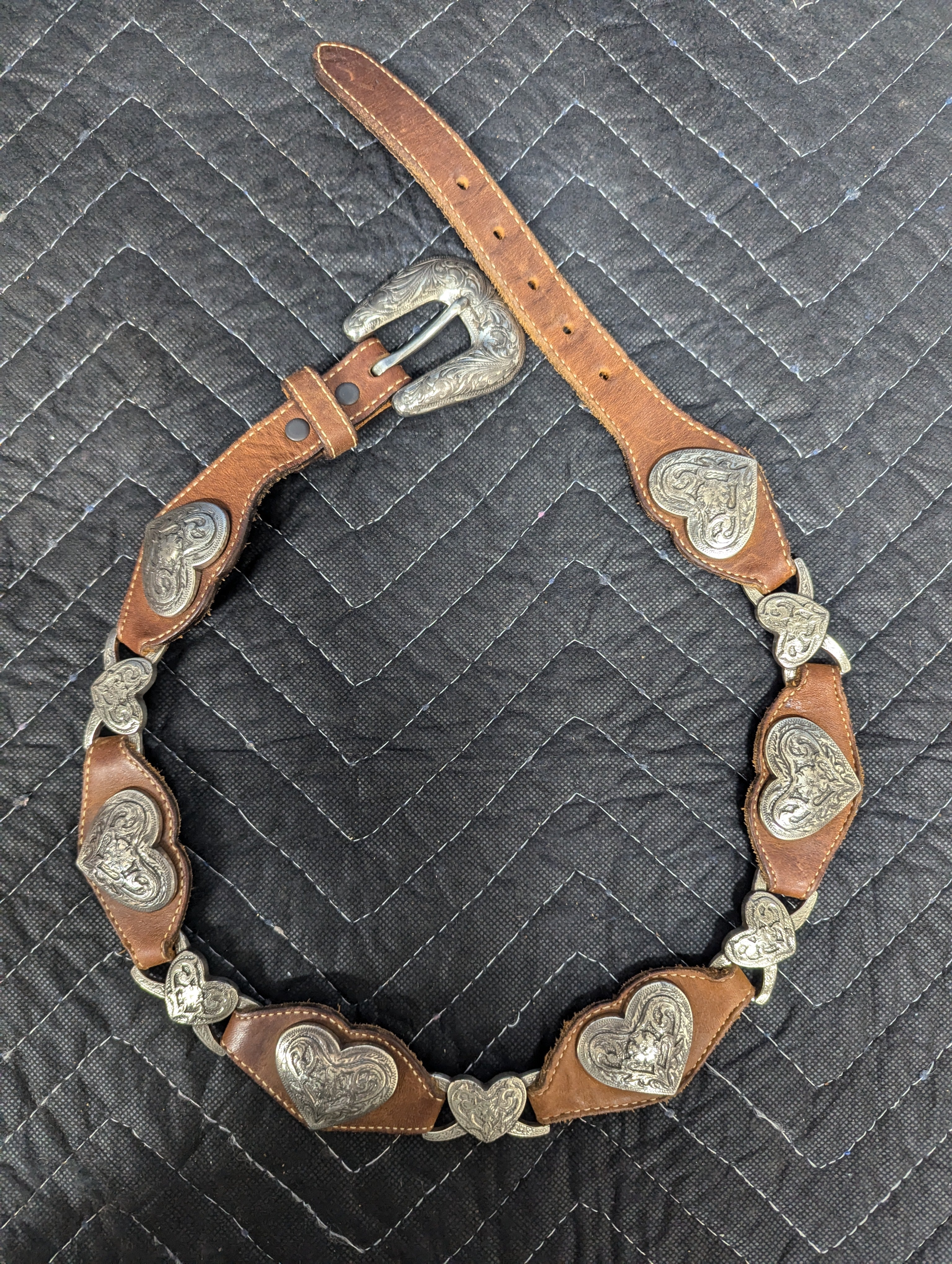 Vintage Tony Lama Silver Heart Belt